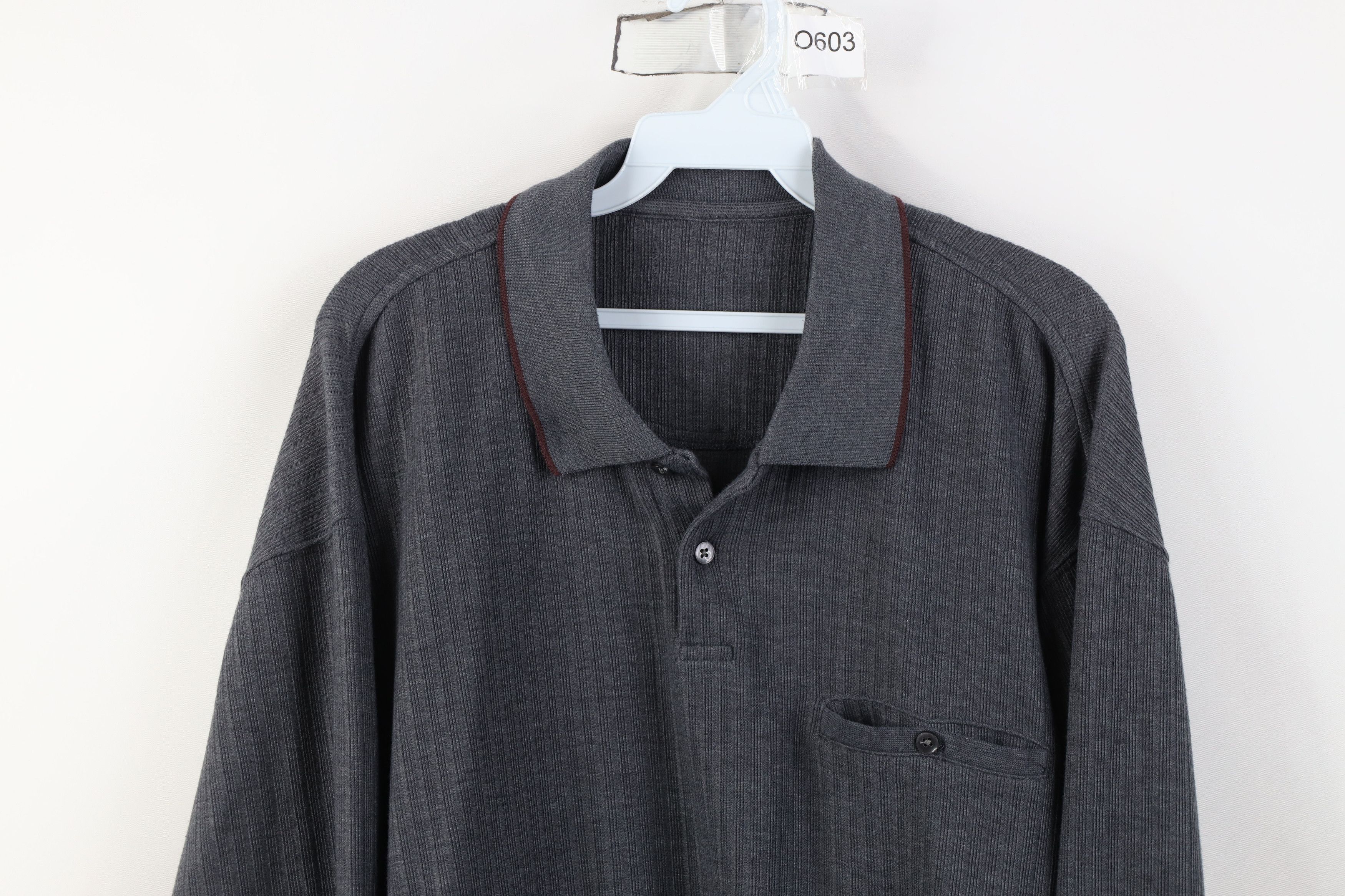 Vintage Vintage 90s Streetwear Ribbed Knit Pullover Long Sleeve Polo Size US XL / EU 56 / 4 - 2 Thumbnail