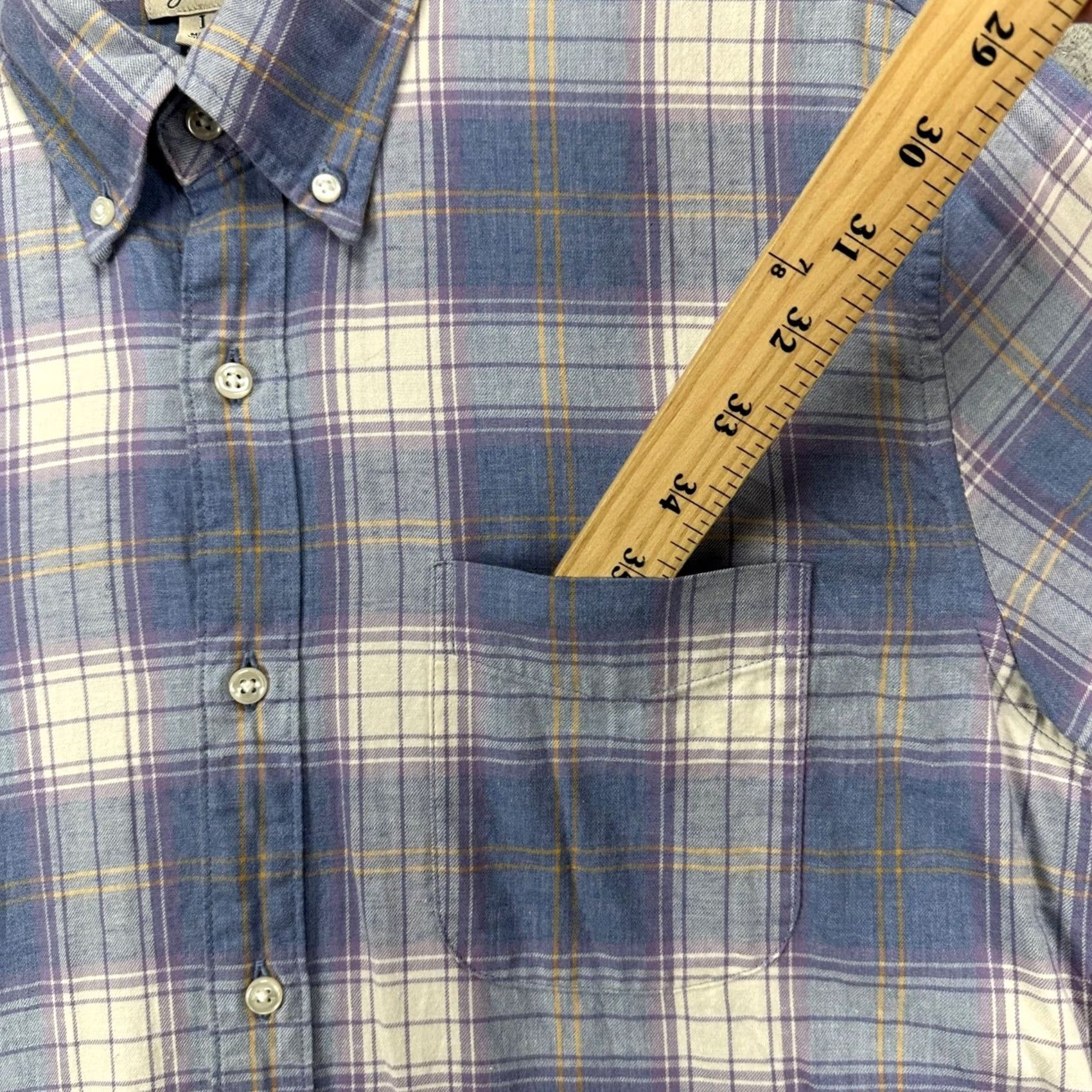 J.Crew J. Crew Shirt Button-Down Mens Large Blue Purple Plaid Linen Blend Twill Pocket Size US L / EU 52-54 / 3 - 6 Thumbnail
