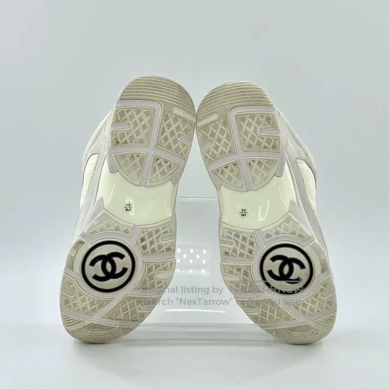 Chanel Chanel White logo lace-tailed casual flat sneakers Size US 8 / IT 38 - 5 Thumbnail