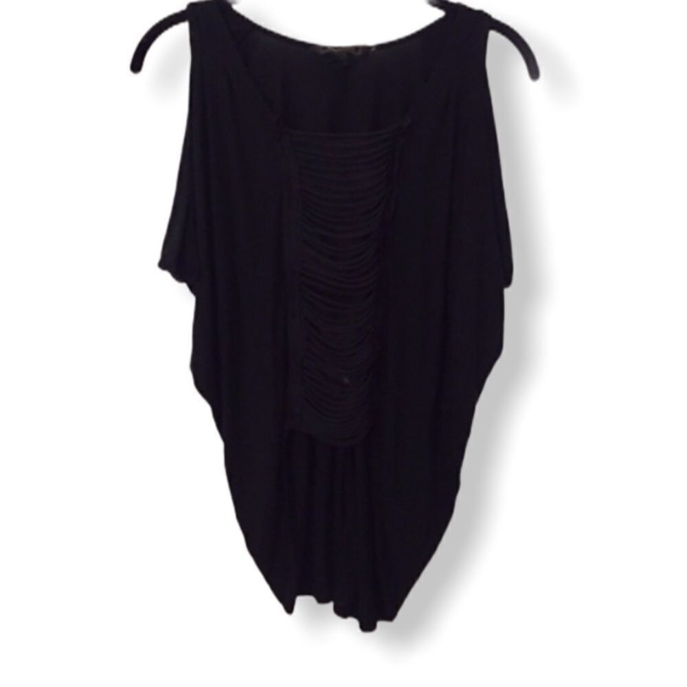 Bcbgmaxazria BCBGMAXAZRIA Black Draped High-Low Festival Blouse – Size XX Size XXS / US 00 / IT 34 - 2 Thumbnail