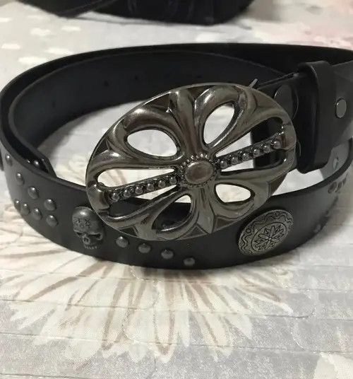 Designer 110cm Vintage Skull Patern Belt Size ONE SIZE - 3 Thumbnail