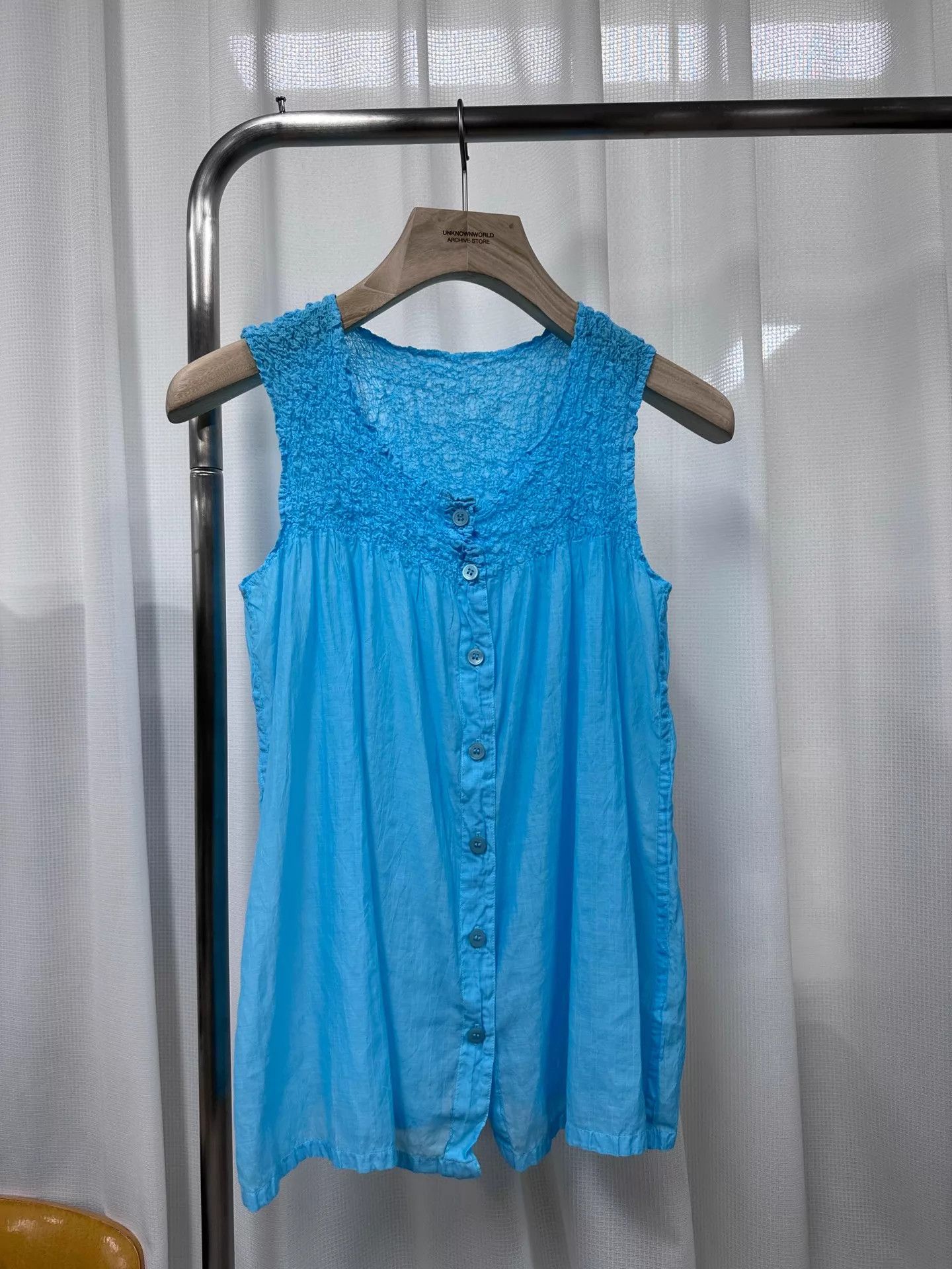 Issey Miyake Issey Miyake Me Pleated Water Blue Top Size ONE SIZE - 2 Thumbnail