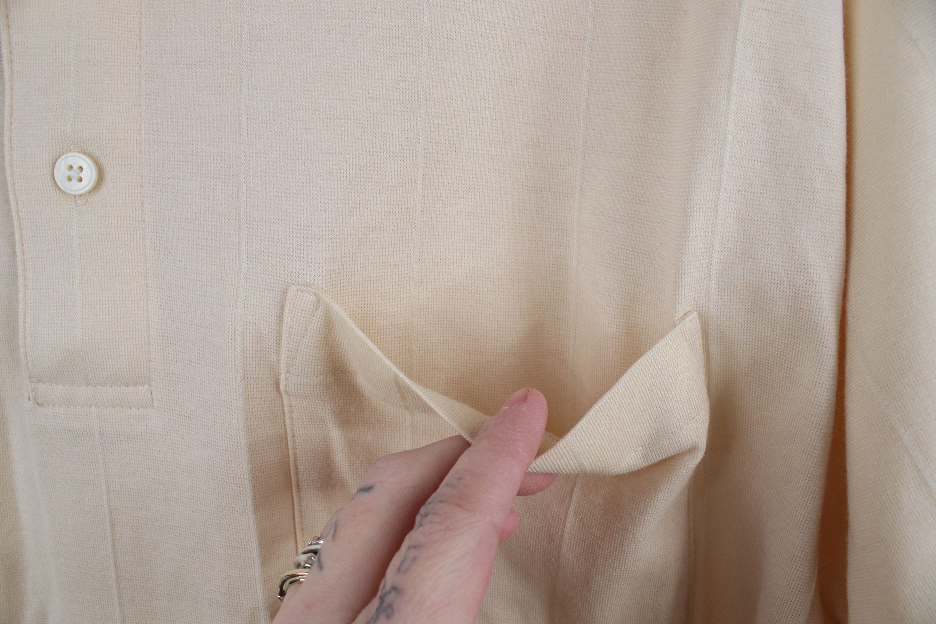 Vintage Vintage 80s 90s Streetwear Sheer Knit Polo Shirt Beige Size US L / EU 52-54 / 3 - 4 Thumbnail