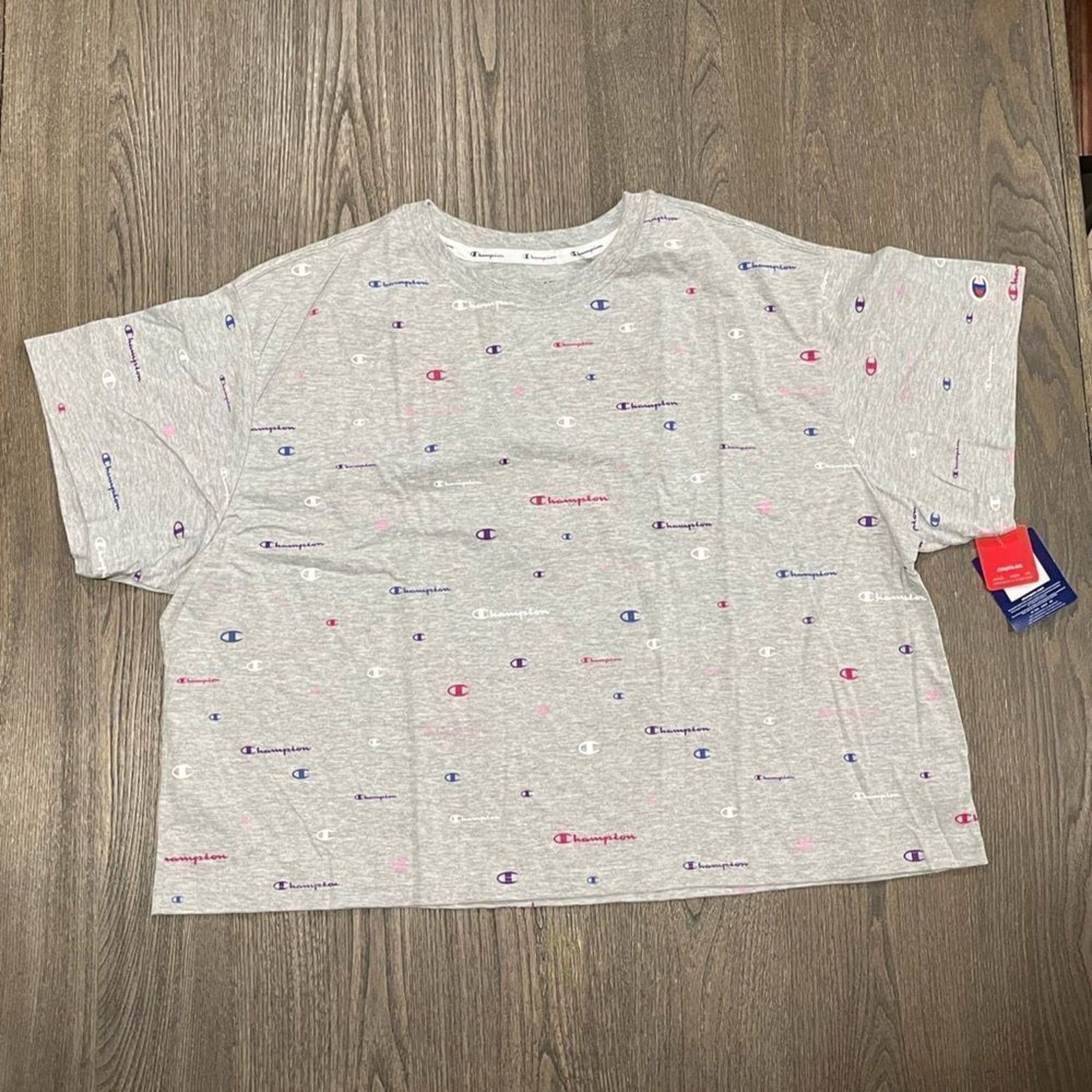 Nike NWT Champion Grey Multi-Colored Graphic Crop Top - Size 3X Size 3XL / US 20-22 - 1 Thumbnail