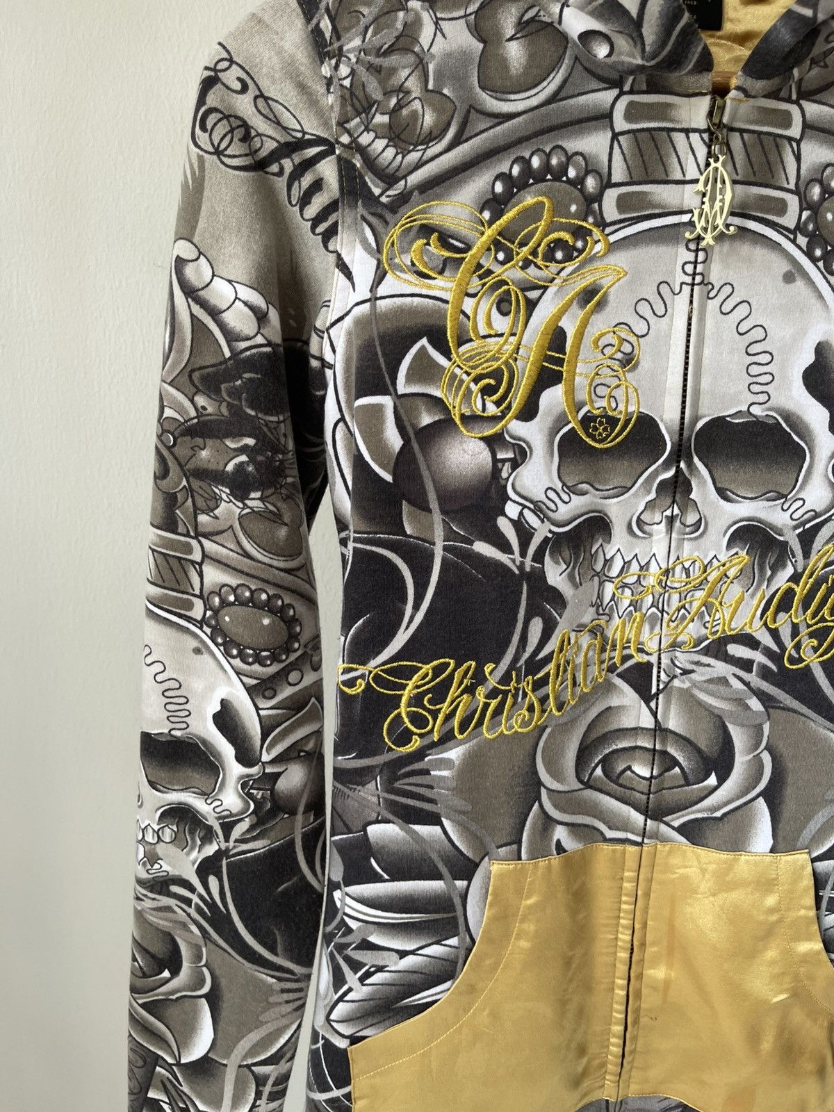 Christian Audigier × Ed Hardy Y2K Christian Audigier Fullprint Skull Zip Hoodie Size S / US 4 / IT 40 - 6 Thumbnail