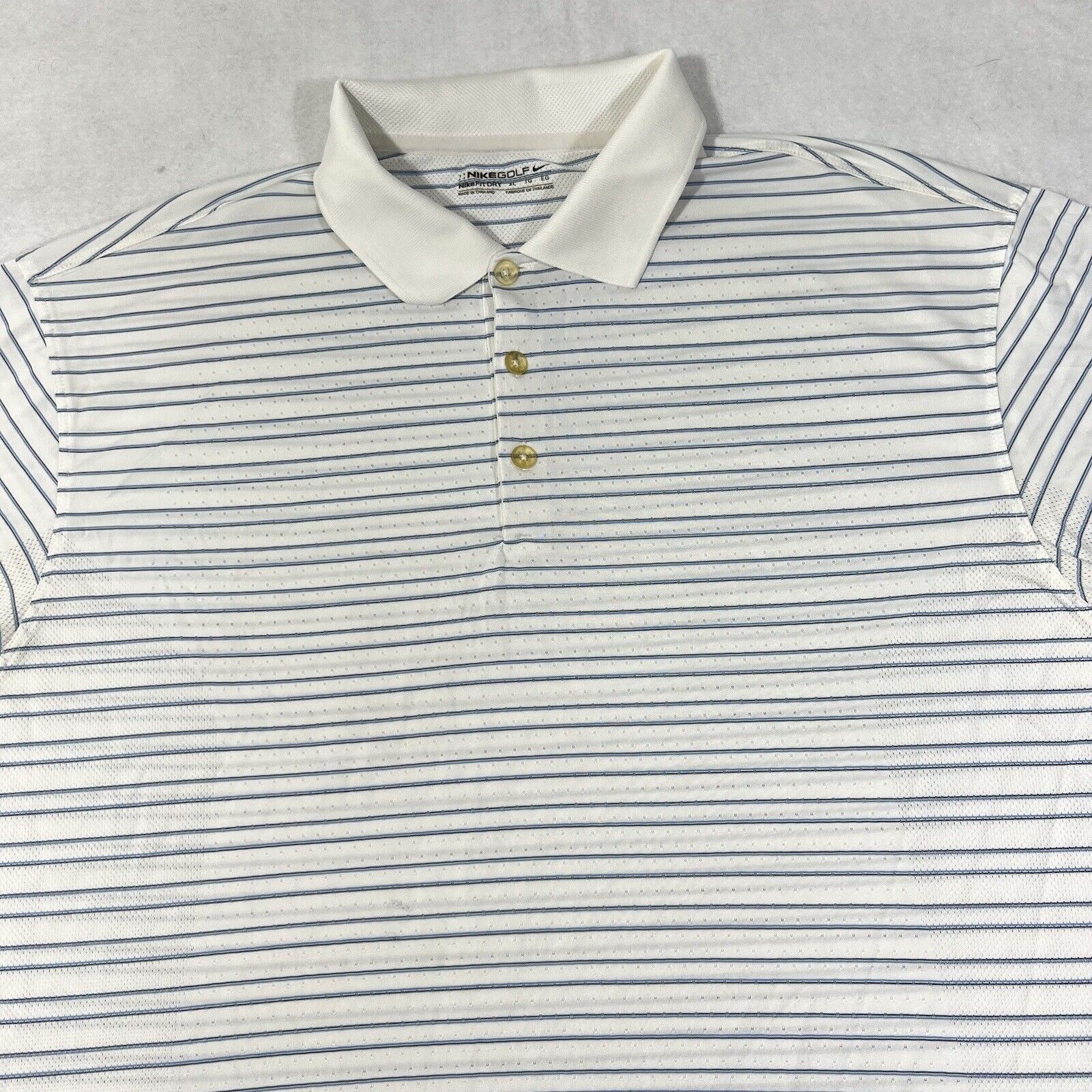 Nike Nike Golf Dri Fit Short Sleeve Athletic Polo White Striped Size US XL / EU 56 / 4 - 2 Thumbnail
