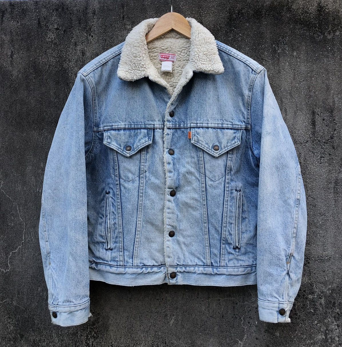 Levi's Vintage Levis Orange Tab Sherpa Lined Denim Trucker Jacket 🇺🇸 Size US L / EU 52-54 / 3 - 1 Thumbnail