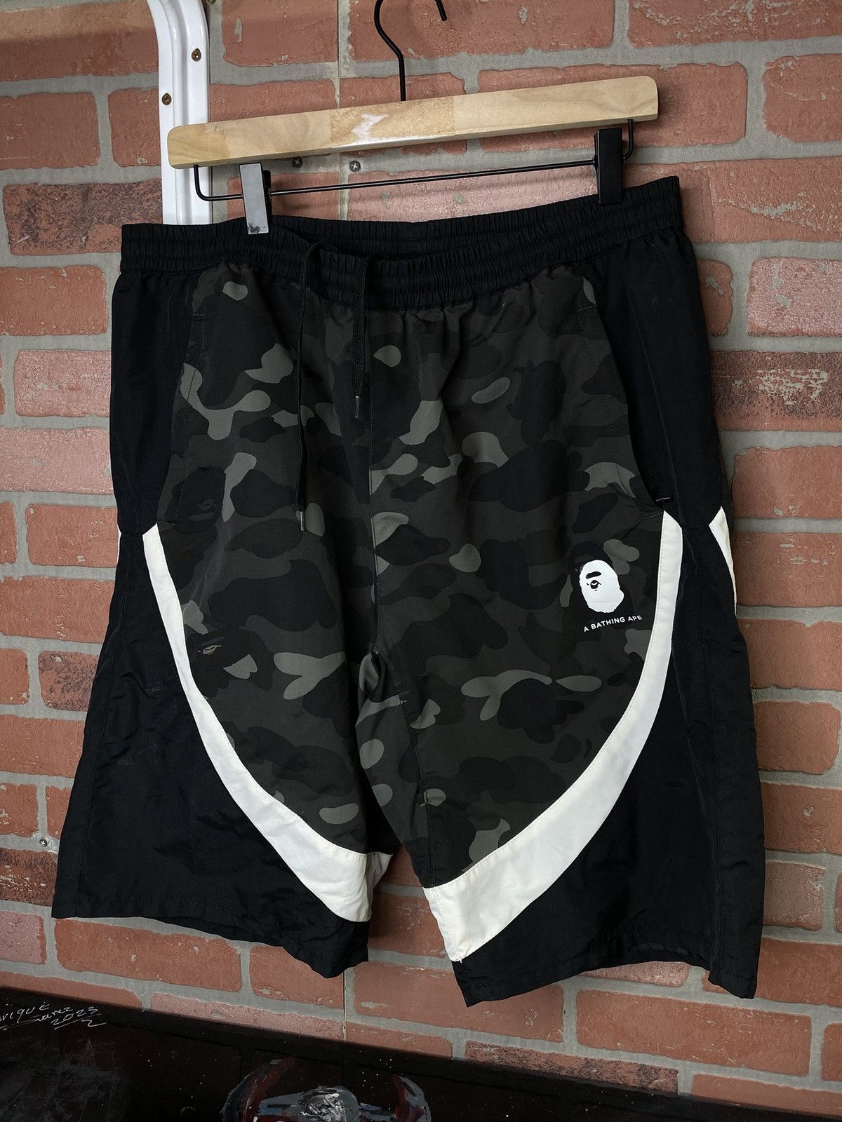 A Bathing Ape Black Camo Bape Shorts Fits XLarge