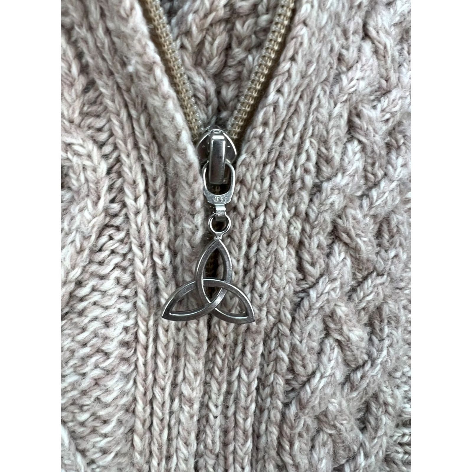 Vintage VINTAGE Aran Crafts Claddagh Side Zip Wool Cardigan XS Womens Beige Knit Biker, Cardigan, Sweater, Wool, Cable-Knit, Fall Winter, Regular, Women Size XS / US 0-2 / IT 36-38 - 4 Thumbnail