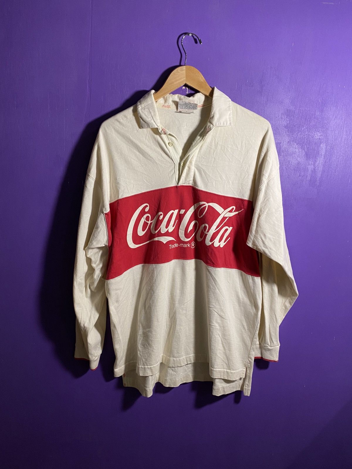Coca Cola Vintage 90s Coca-cola two tone rugby shirt Size US L / EU 52-54 / 3 - 1 Thumbnail