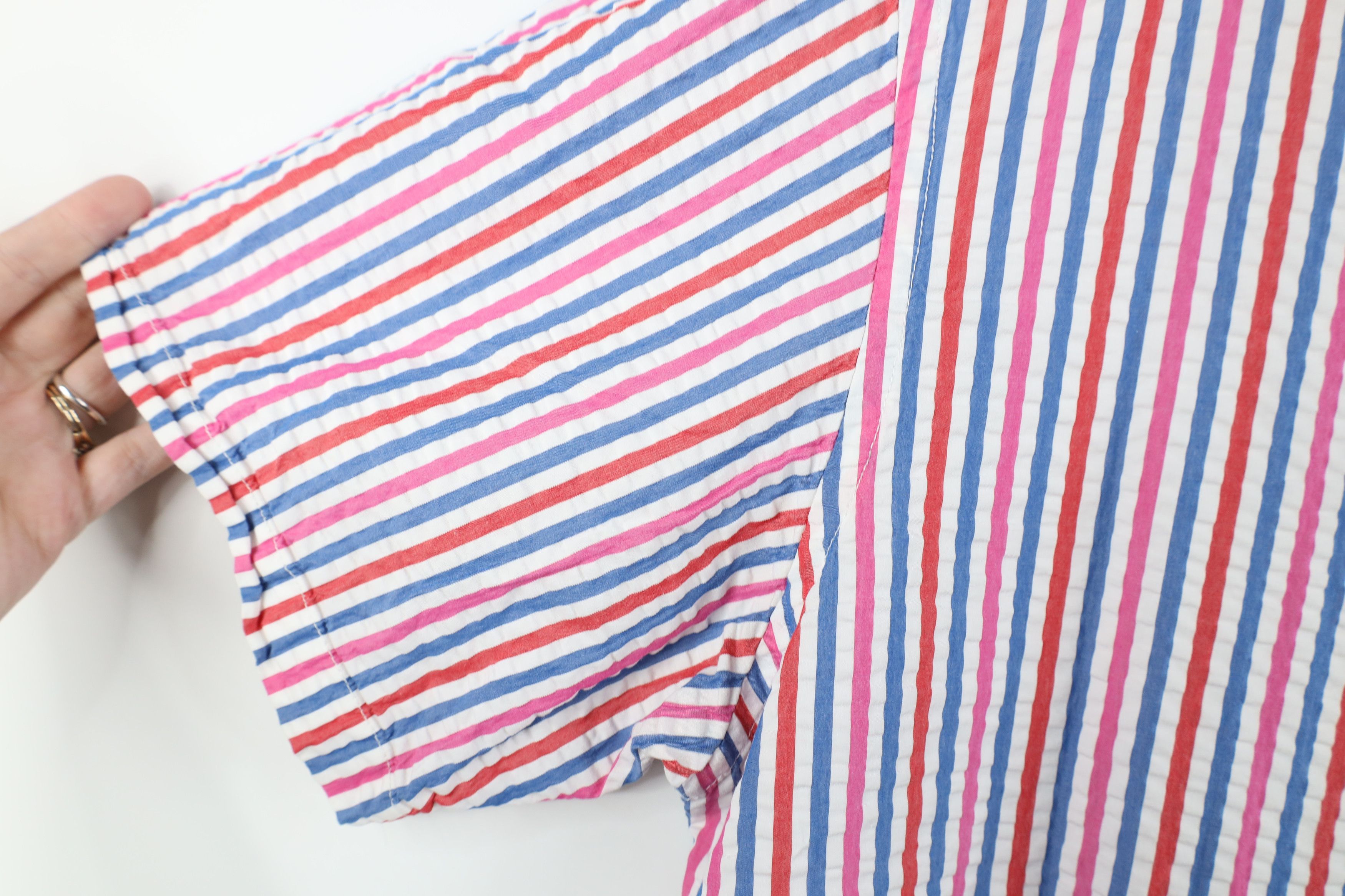 Lands' End Vintage Lands End Seer Sucker Short Sleeve Button Down Shirt Size US L / EU 52-54 / 3 - 5 Thumbnail