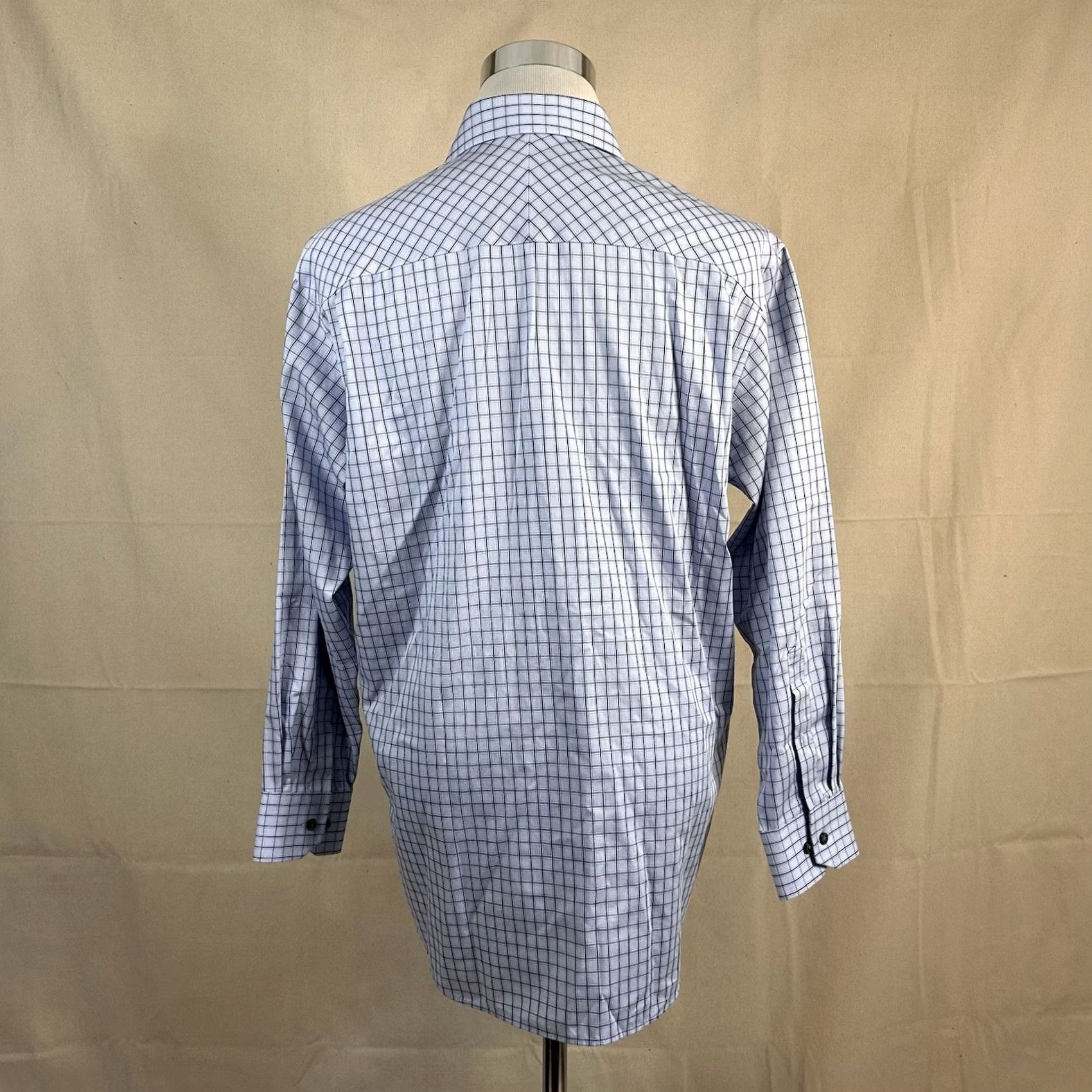 Joseph Abboud Joseph Abboud Dress Shirt Blue Plaid 100% Cotton Non-Iron Regular Fit 16 32/33 Male Shirts Size 42R - 5 Thumbnail