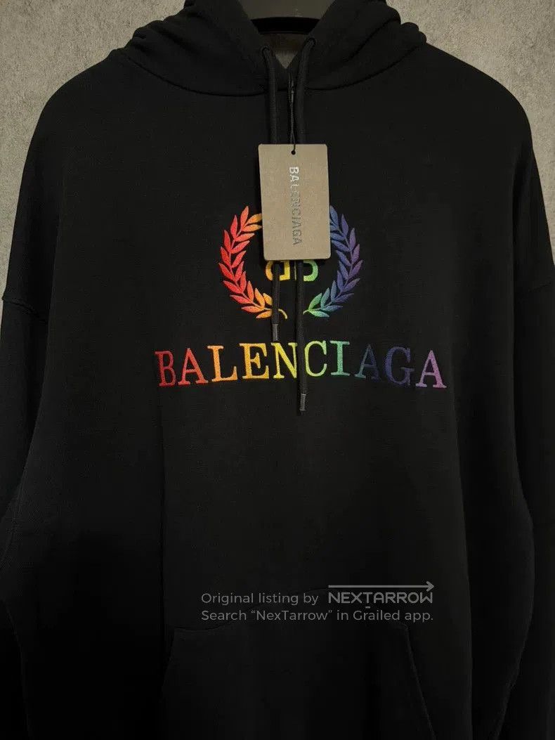 Balenciaga Balenciaga Rainbow Logo Embroidered Hoodie. Size US M / EU 48-50 / 2 - 2 Thumbnail