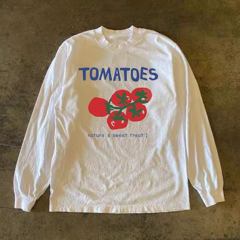 Vintage Street casual retro tomato print cotton long-sleeved t-shirt Size US M / EU 48-50 / 2 - 1 Thumbnail
