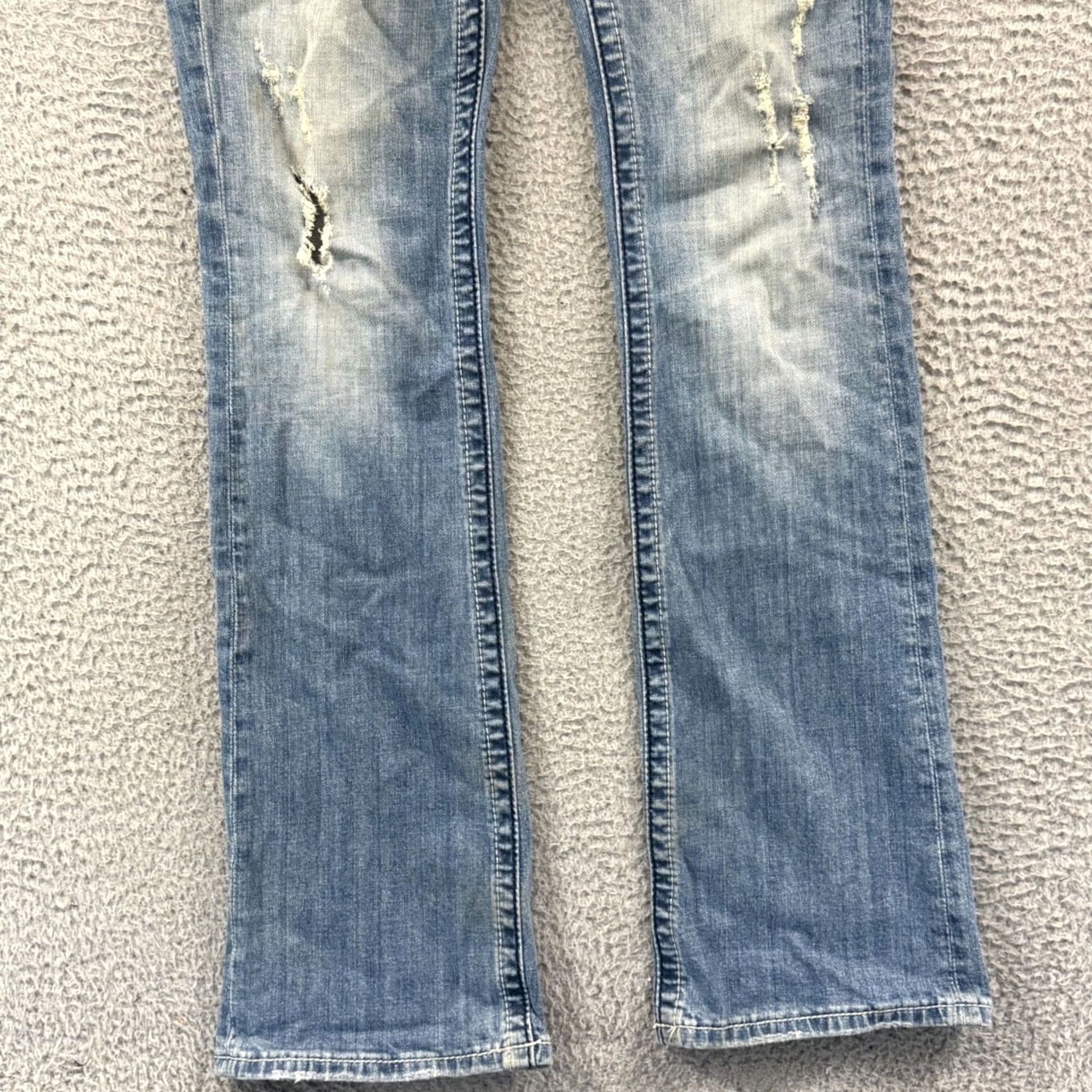 Miss Me VINTAGE Miss Me Jeans Bootcut Womens 29 Blue Mid Rise Embellished Distressed Cowgirl MENS? Size 29" - 2 Thumbnail
