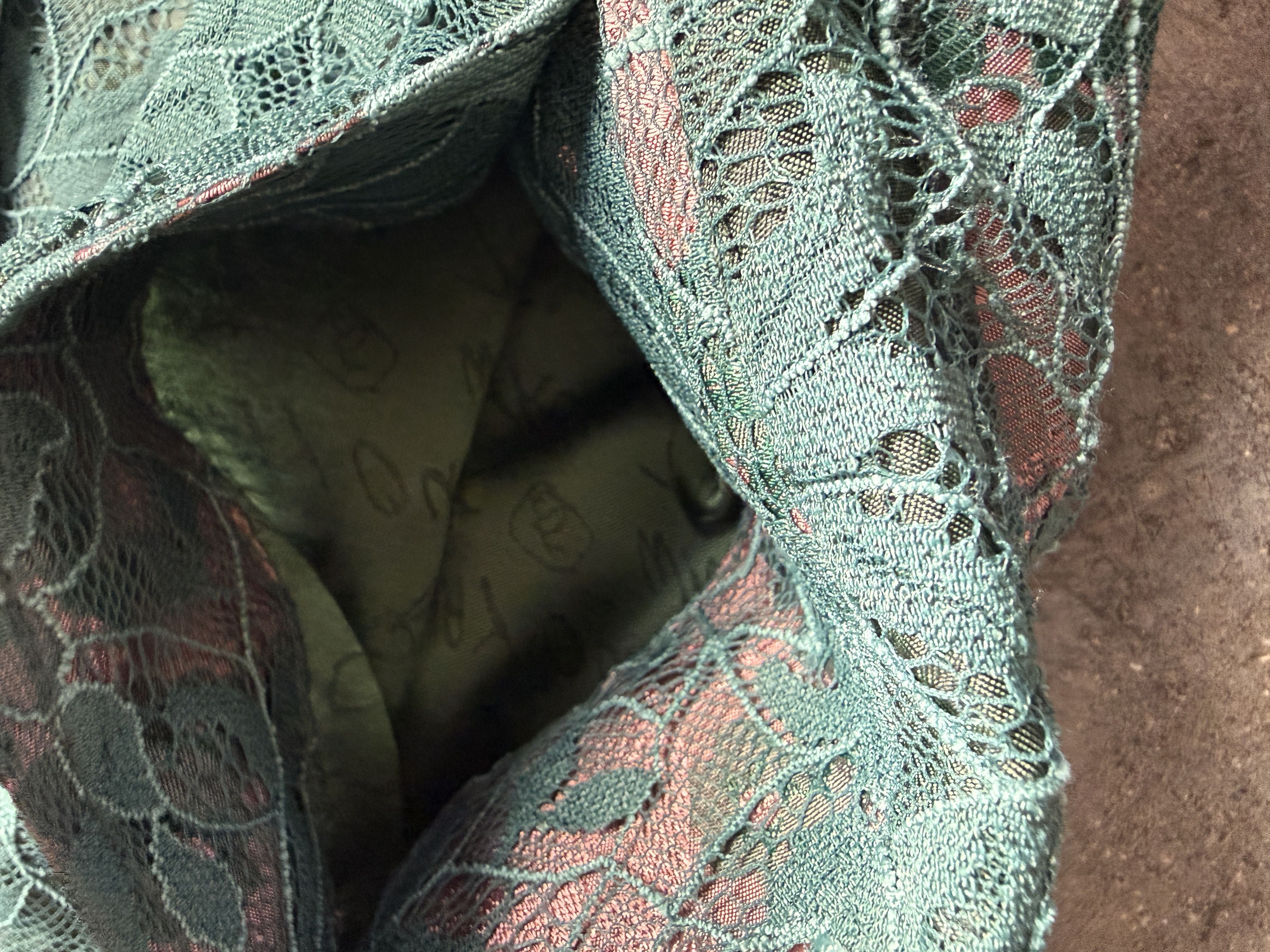 Vivienne Westwood 2019 Green Lace Pants w/ Oriental Pink Strcutured underwear Size 26" / US 2 / IT 38 - 8 Thumbnail