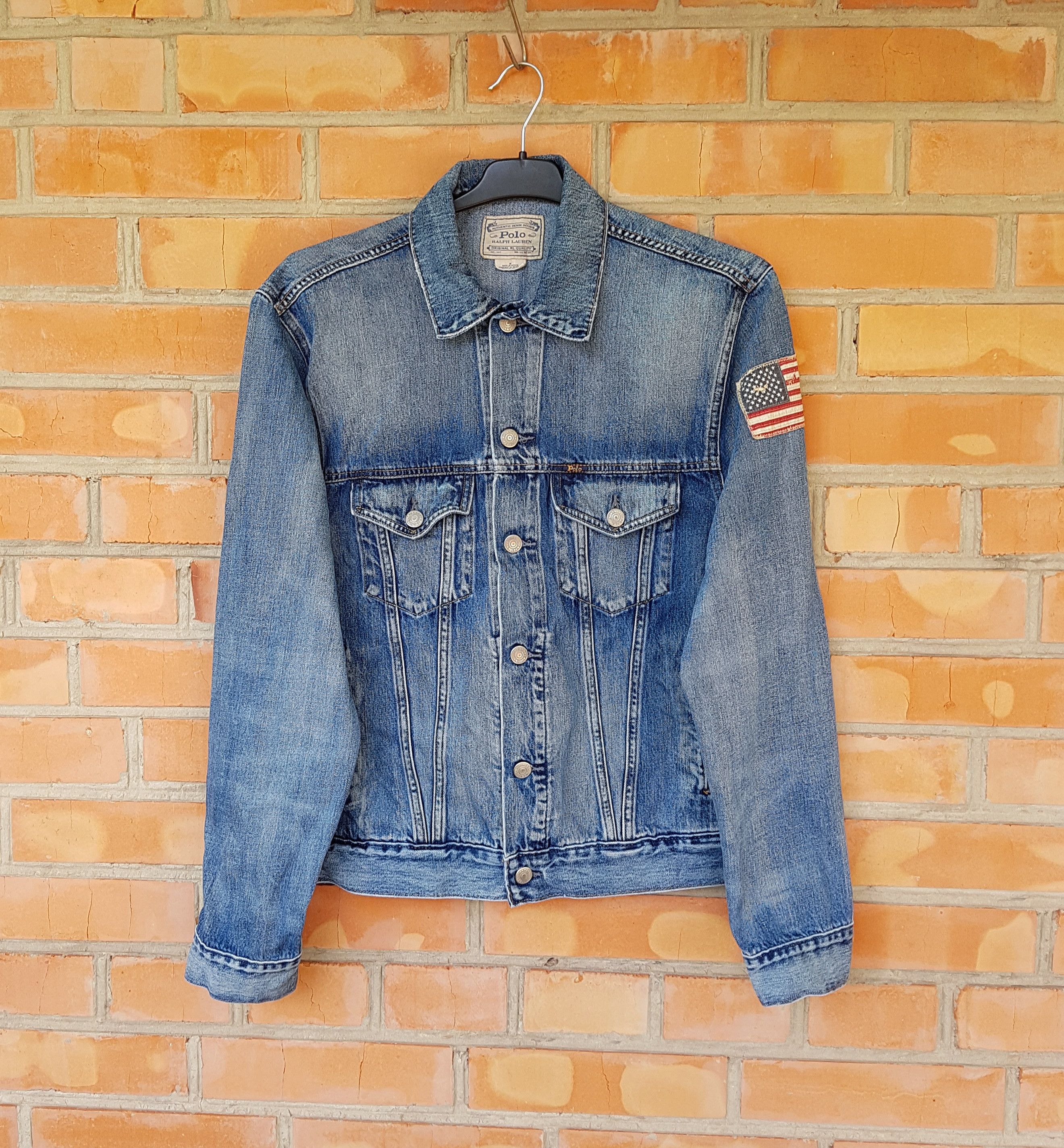 Polo Ralph Lauren Polo Ralph Lauren Distressed Denim Jacket USA Flag Size US M / EU 48-50 / 2 - 1 Thumbnail