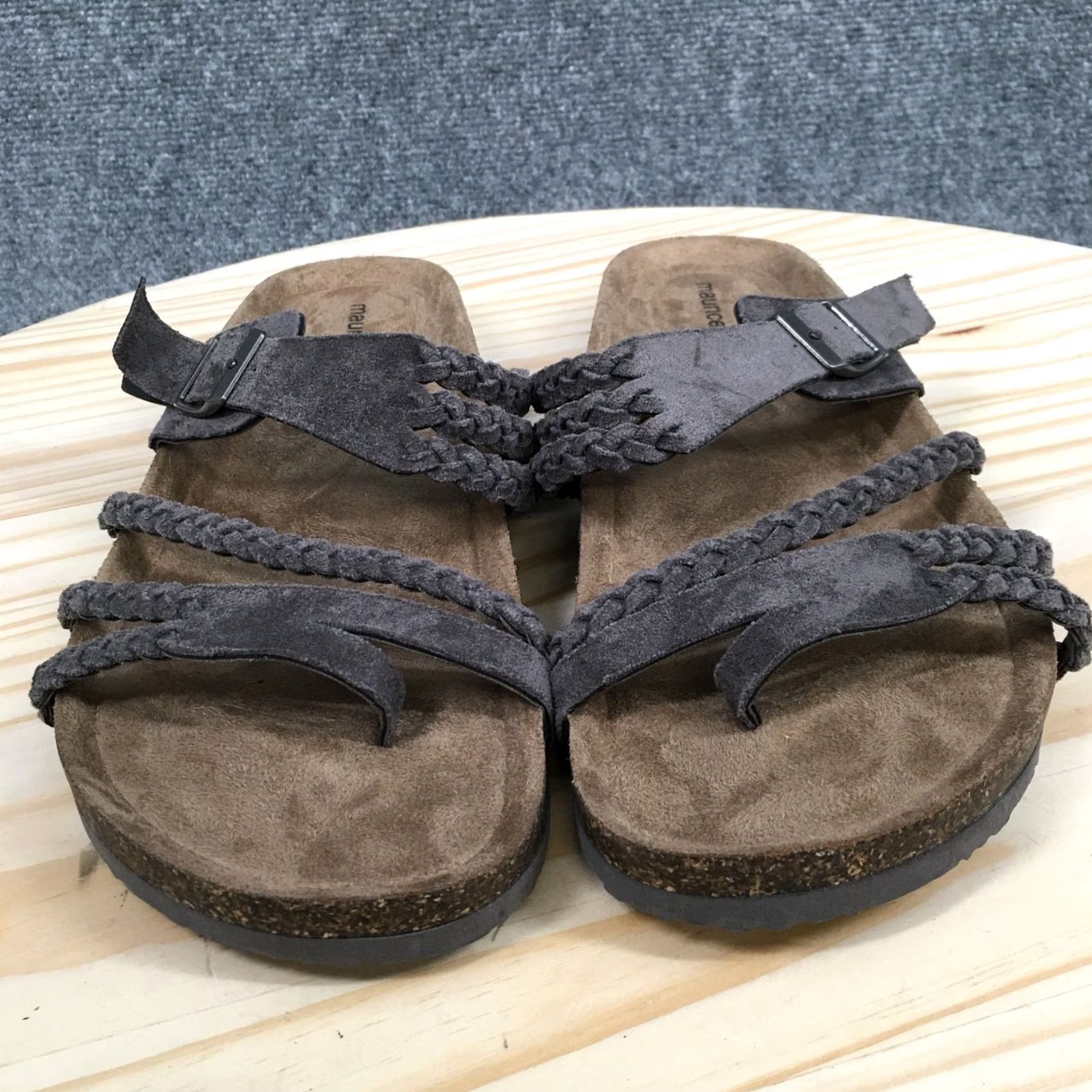 Vintage Maurices Sandals Womens 11M Vivienne Braided Strap Slip On Slide Gray Faux Suede Size US 11 / IT 41 - 5 Thumbnail