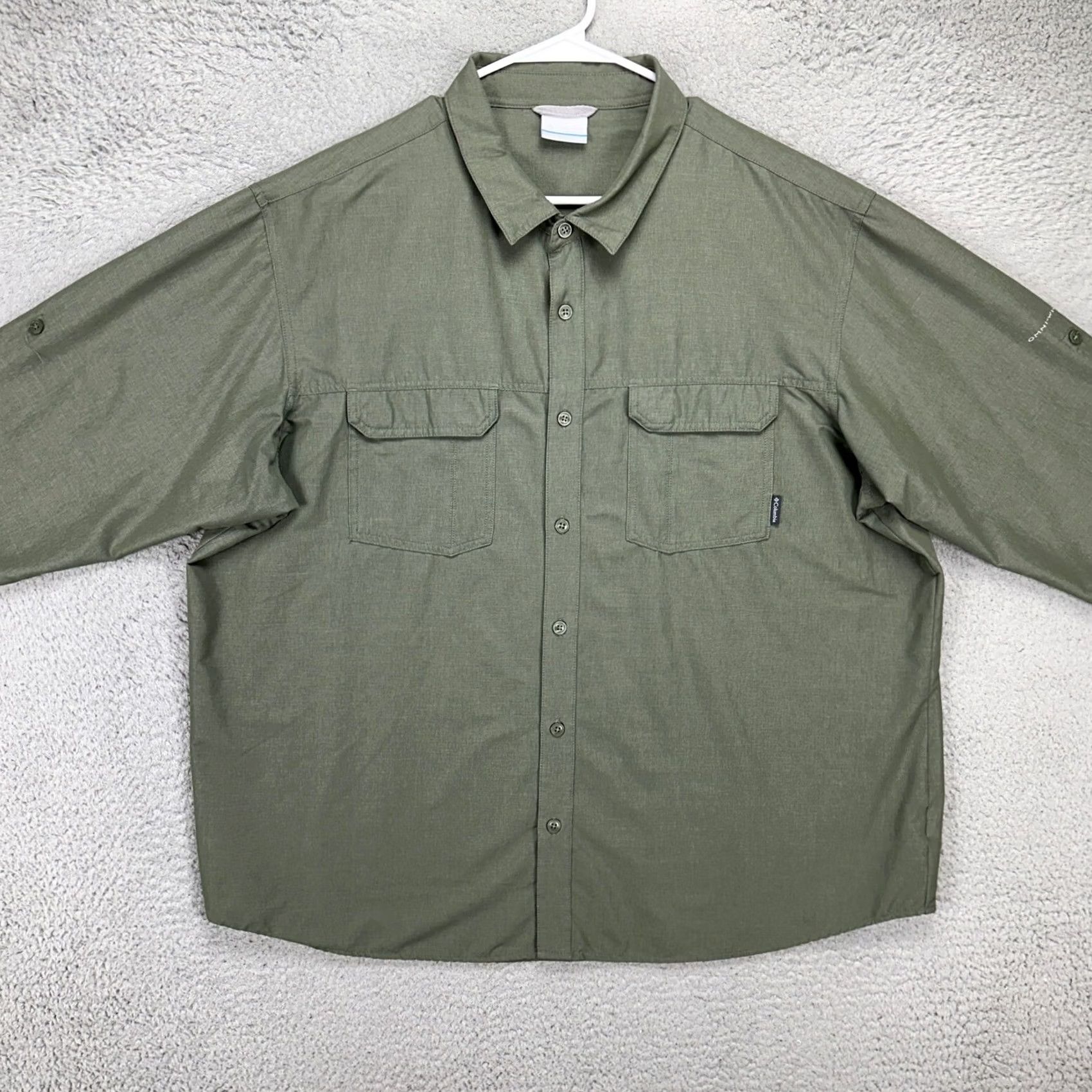 Vintage Columbia Omni-Wick Shirt Mens 2XL Button Up Green Nylon Blend Pockets Long Sleeve Casual Travel Winter Vintage: No Ladies? Boys? Size US XXL / EU 58 / 5 - 2 Thumbnail