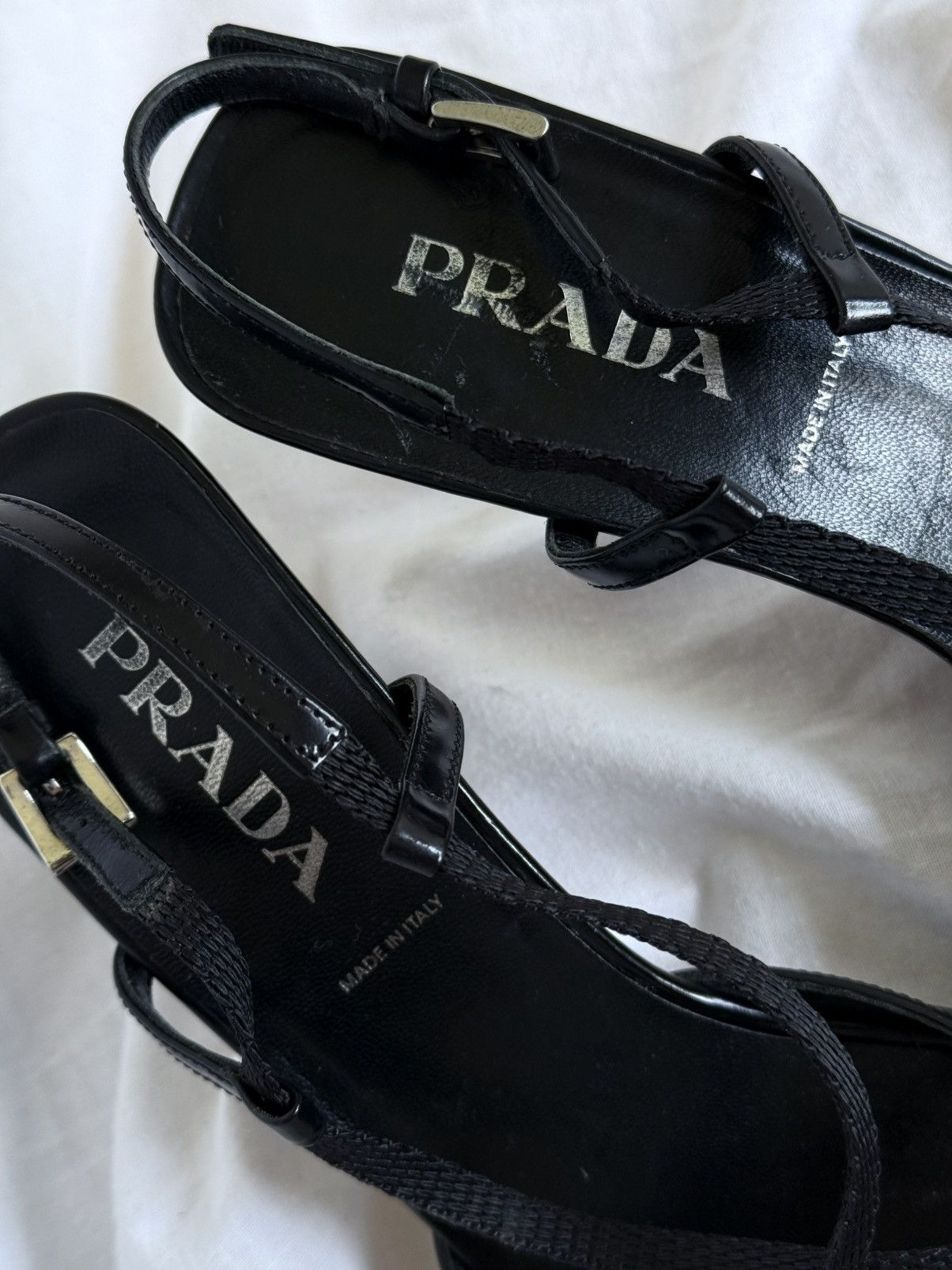 Prada Prada Black Patent Leather Metal Plaque Sandals Mules Size US 6 / IT 36 - 6 Thumbnail