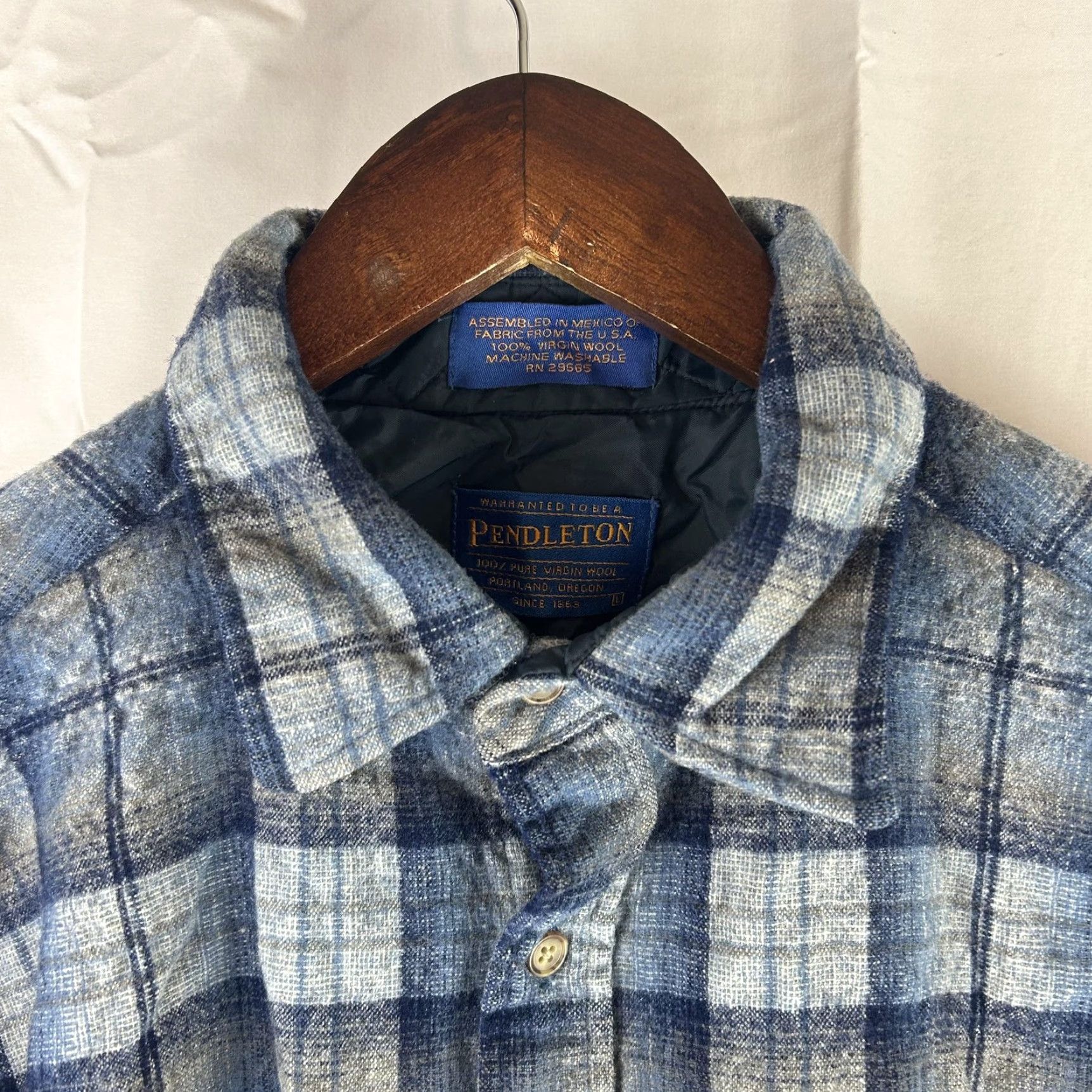 Pendleton VTG Pendleton Shirt Mens L Blue Plaid Wool Flannel Lined Button Up Casual 90s Y2K Size US L / EU 52-54 / 3 - 3 Thumbnail