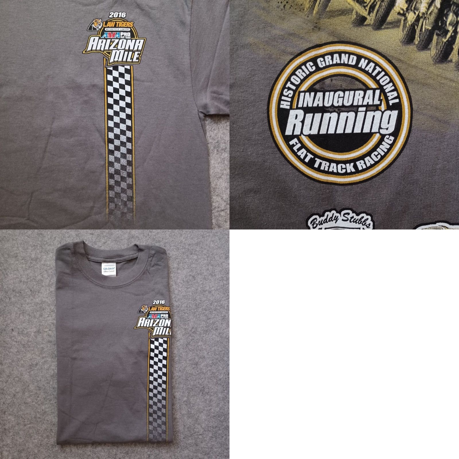 Gildan AMA Pro Flat Track T Shirt Mens M Gray Arizona Mile Law Tigers Motorcycle 2016 Size US M / EU 48-50 / 2 - 9 Thumbnail