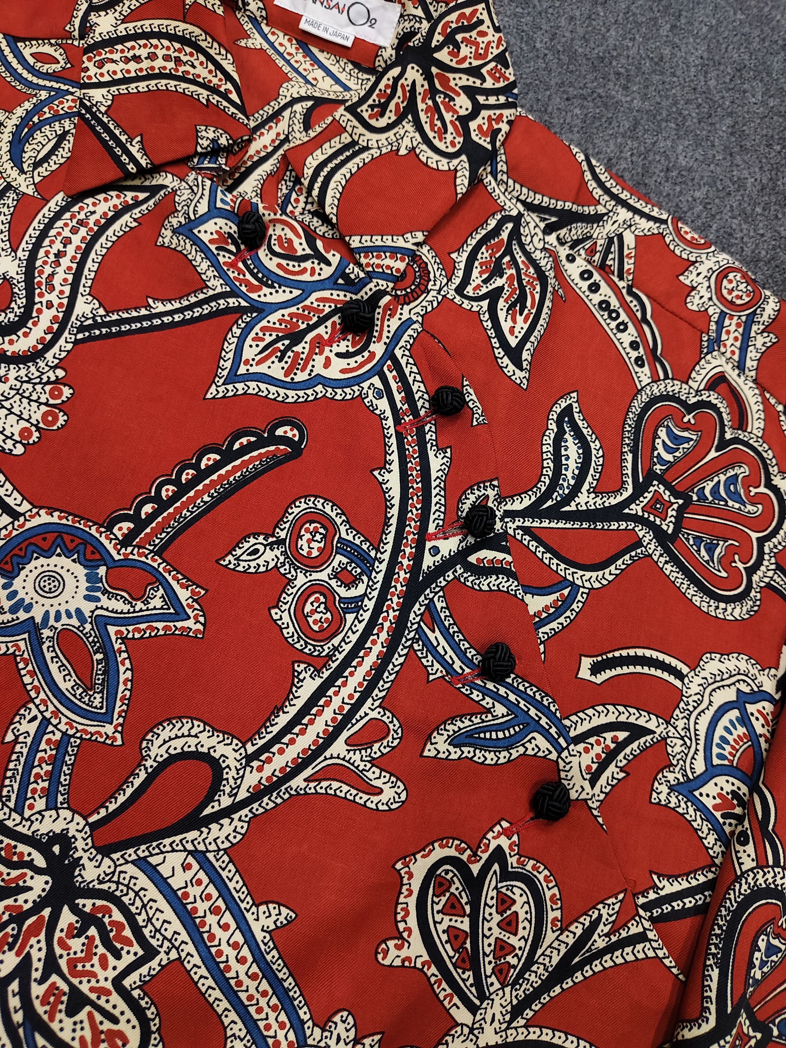 Kansai Yamamoto RARE🔥Vtg 80s Kansai O2 Florals Art Asymmetric Button Ups Size US L / EU 52-54 / 3 - 3 Thumbnail