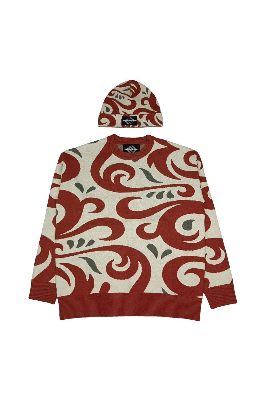 Designer S.L.C Abstract Decor Wool Sweater / Hat Size US M / EU 48-50 / 2 - 1 Thumbnail