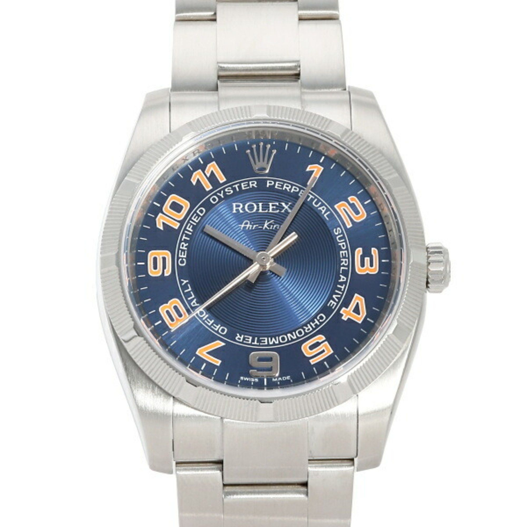 image of Rolex Air King Concentric 114210 Blue Arabic Dial Watch Men's