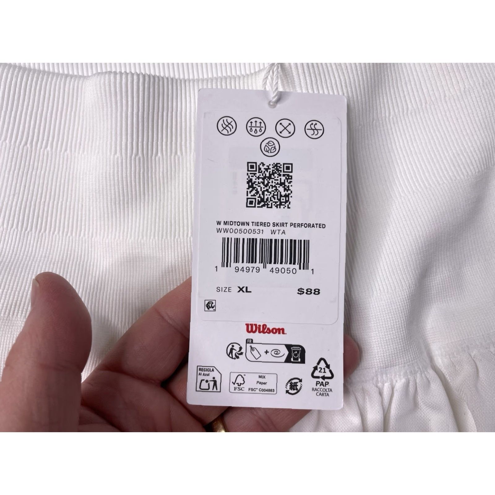 Wilson NWT Wilson Skirt White Womens XL Tennis Short Tiered Midtown Athletic Activewear Us Open Classic Womens Size 40" / US 18 - 2 Thumbnail