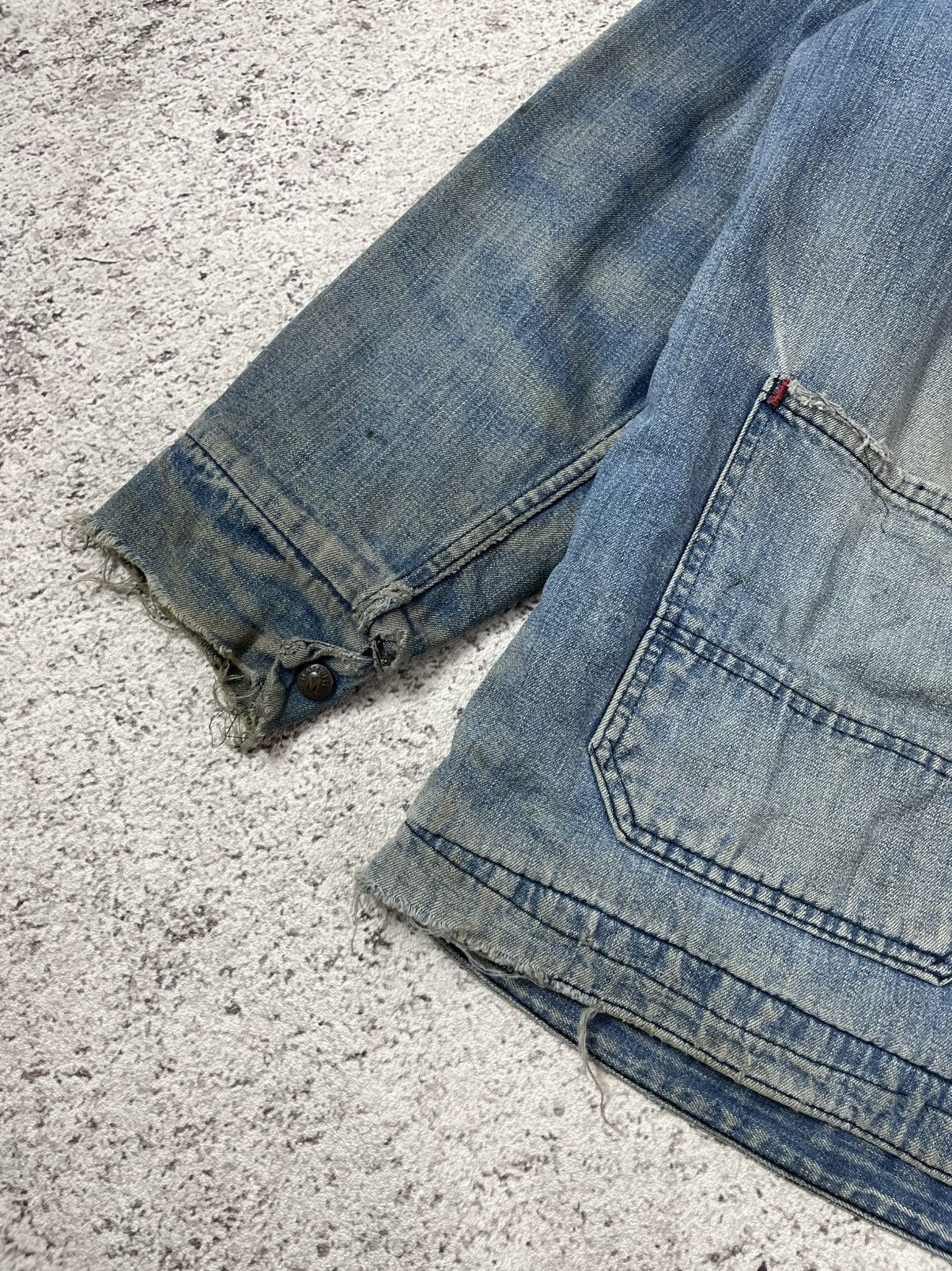 Vintage Vintage 60s Madewell Blanket Lined Denim Thrashed Chore Coat Size US L / EU 52-54 / 3 - 4 Thumbnail