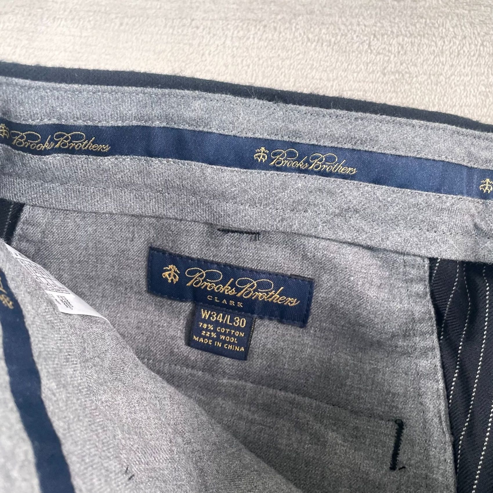 Brooks Brothers Brooks Brothers Clark Trouser Pants Men 34x30 Black Pinstripe Wool Blend NWOT Size US 34 / EU 50 - 2 Thumbnail