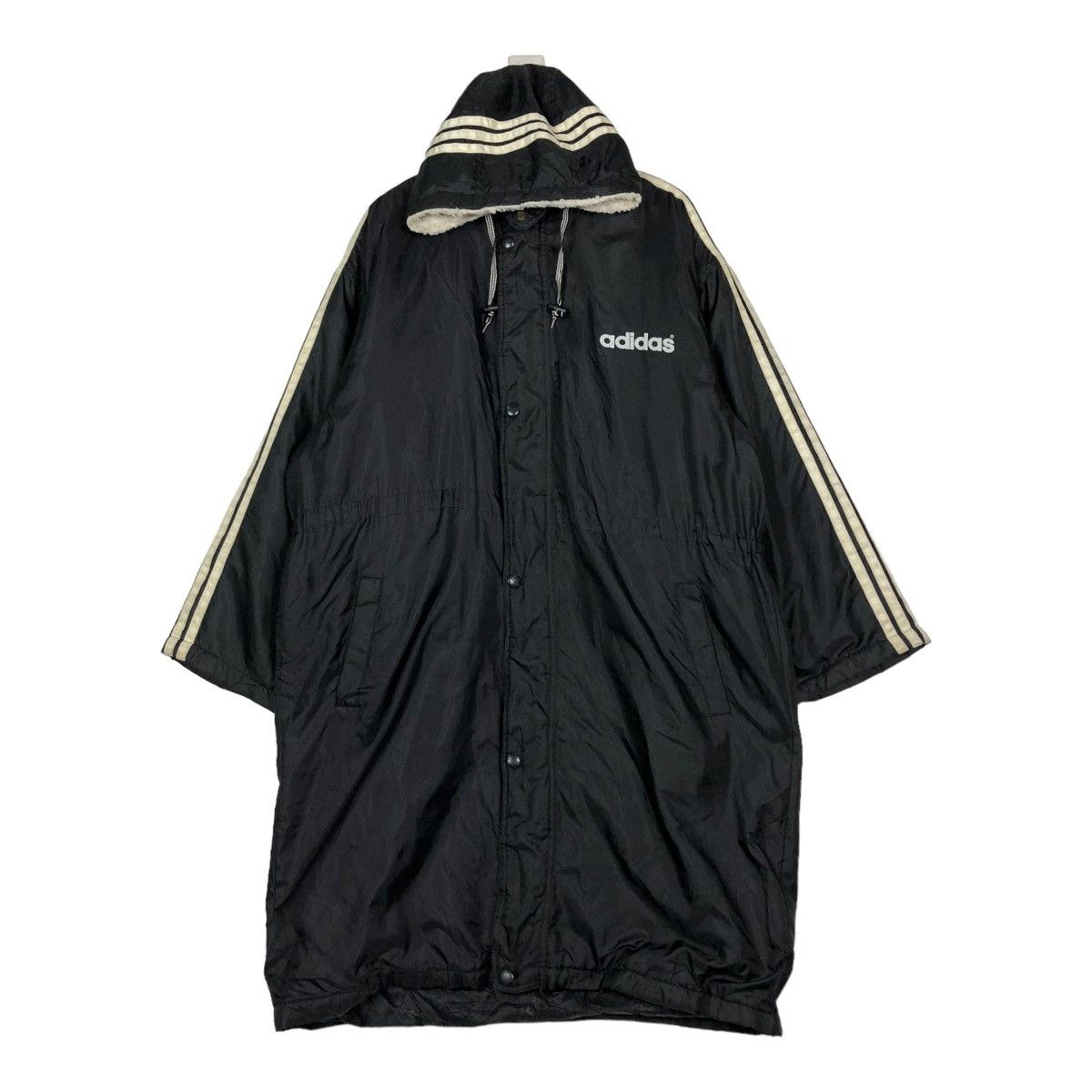 Adidas 🔥VINTAGE ADIDAS LONG JACKET BIG LOGO SHEARLING LINING Size US L / EU 52-54 / 3 - 5 Thumbnail