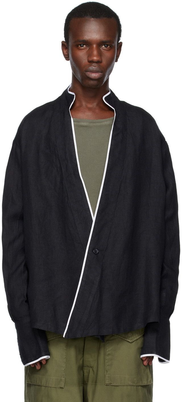 Greg Lauren $800 Greg Lauren Black Winged GL1 kimono top shirt Size US M / EU 48-50 / 2 - 1 Thumbnail