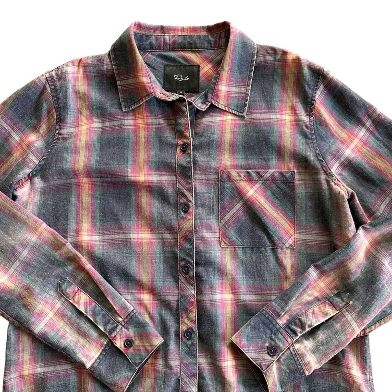 Rails Rails Cloud Wash “Hunter” Flannel – Navy, Pink & Jade Size M / US 6-8 / IT 42-44 - 3 Thumbnail