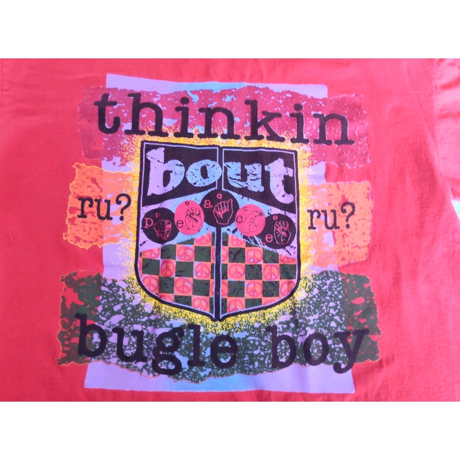 Bugle Boy VINTAGE Bugle Boy Men's T-Shirt 90s Graphic Print Crew Neck Short Sleeve Made in USA Red Sz L Size US L / EU 52-54 / 3 - 2 Thumbnail