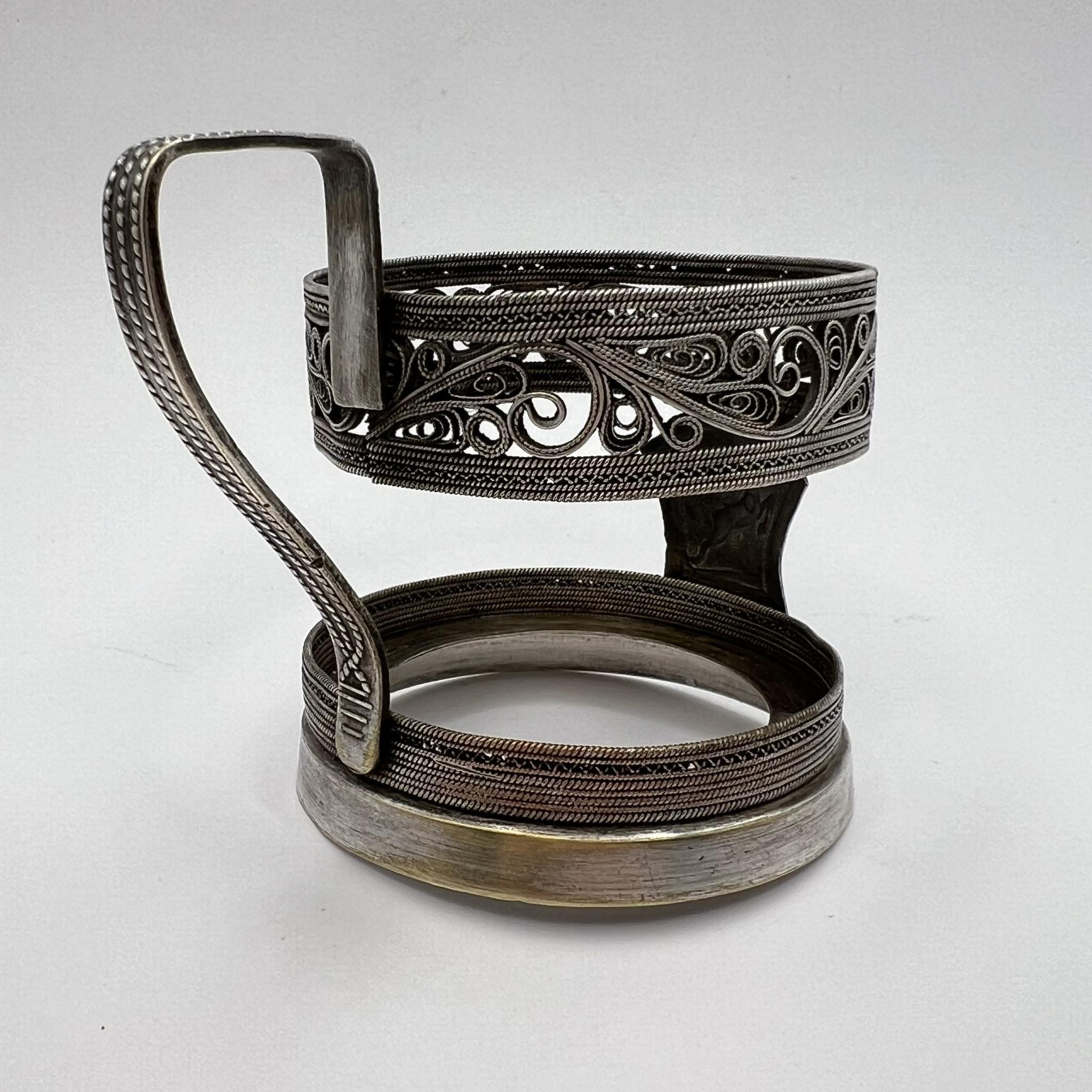 Vintage Vintage Soviet Glass Tea Cup Holder Silver Plated Signed Size ONE SIZE - 4 Thumbnail