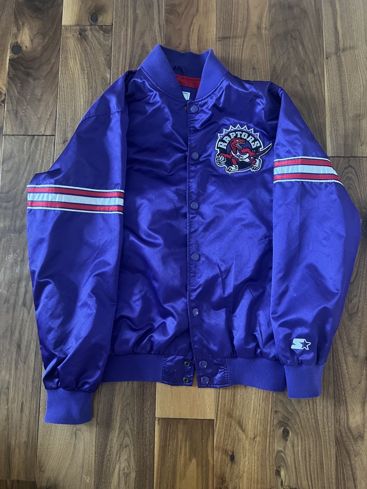 image of Starter OG Toronto Raptors Satin Jacket in Purple, Men's (Size Large)