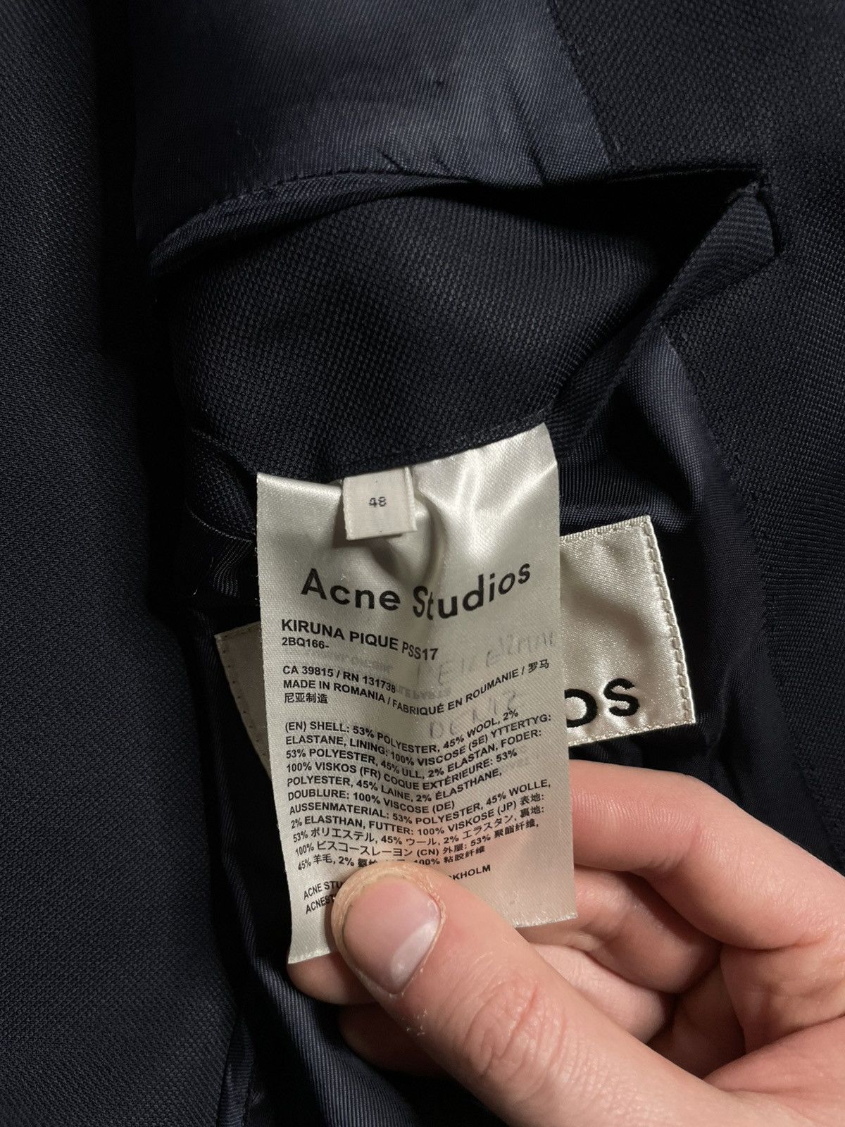 Acne Studios Acne Studios Aron Blazer Dark Blue Jacket Men‘s Size 48 (S) Size 48S - 7 Thumbnail