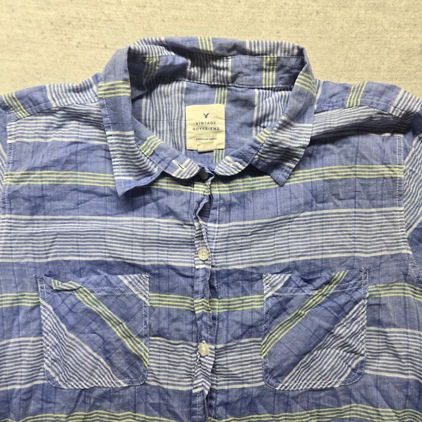 American Eagle Outfitters American Eagle Outfitters Blue Plaid Button-Up Shirt Women's XL Roll Tab Long Sleeve Size XL / US 12-14 / IT 48-50 - 2 Thumbnail