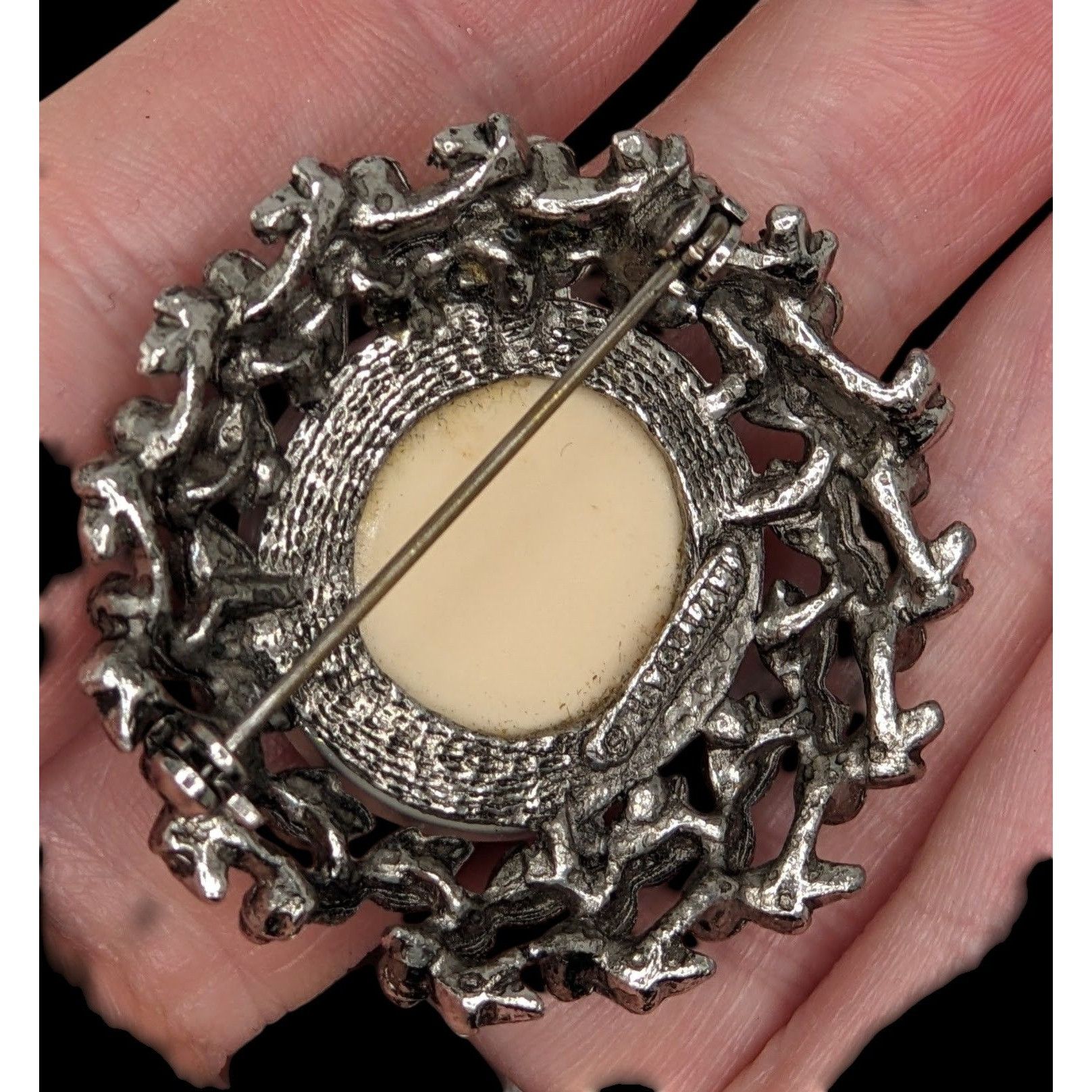 Other Vintage Prismatic Wreath Brooch With Iridescent Glass Center Size ONE SIZE - 3 Thumbnail