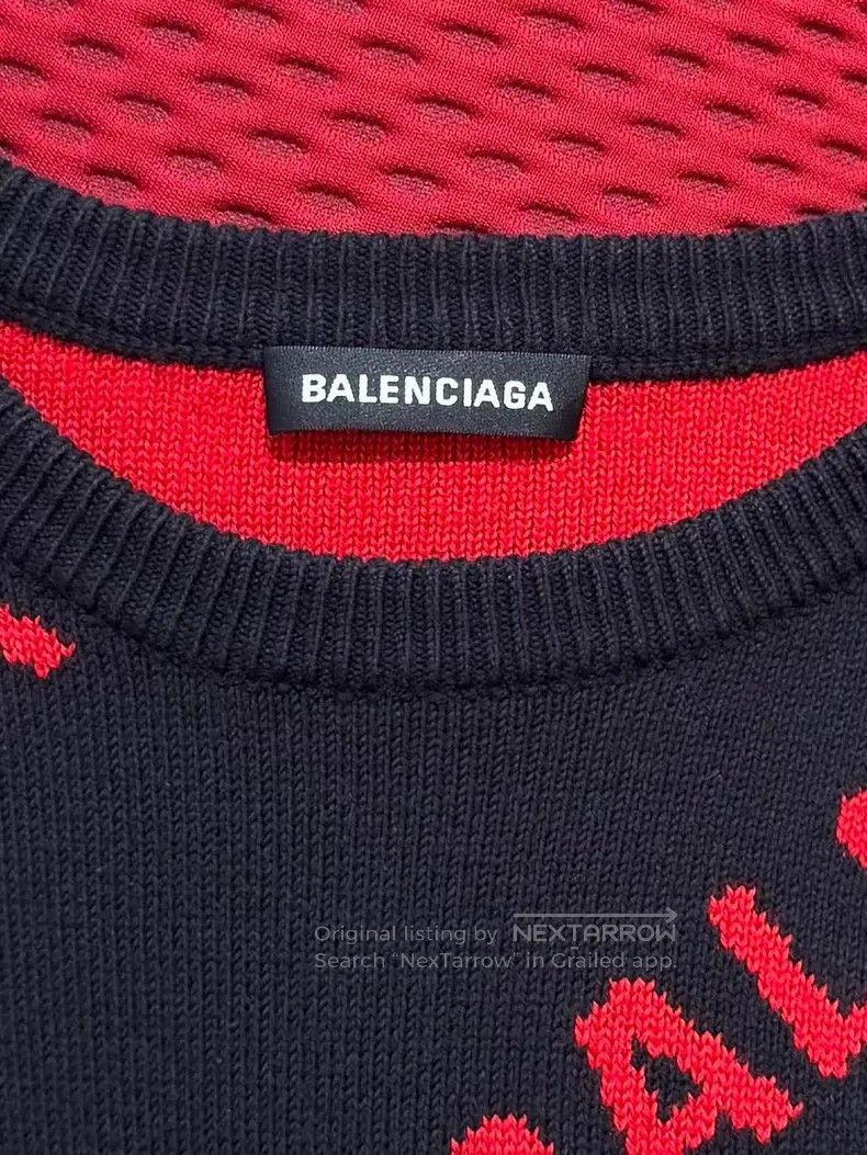 Other Balenciaga Black and red barrage knit long-sleeve sweater Size US S / EU 44-46 / 1 - 8 Thumbnail