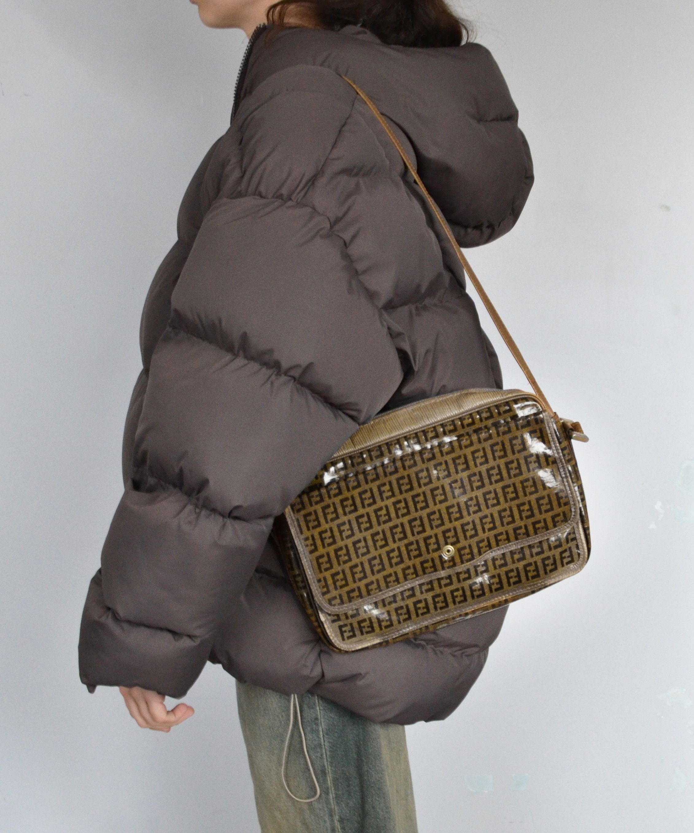 Fendi FENDI Crossbody Bag Clutch Brown FF 90s Zip Logo Monogram Size ONE SIZE - 1 Thumbnail