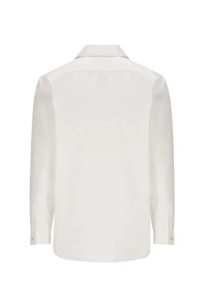 Saint Laurent Paris o1bcso1str1124 Lavalliere Neck Blouse in White Size US XL / EU 56 / 4 - 2 Thumbnail