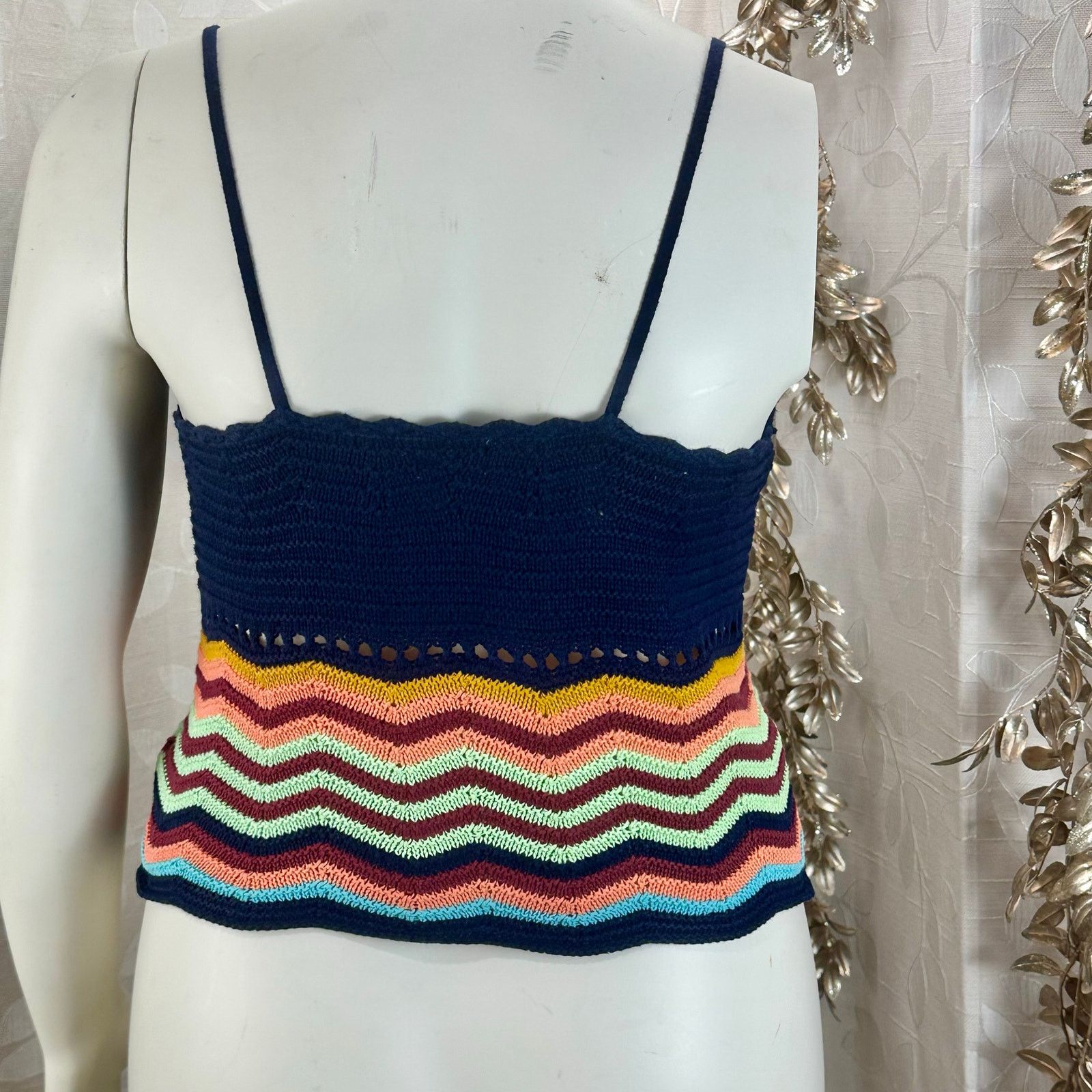 Mossimo Mossimo Chevron Crochet Knit Tank Top Small Festival Size S / US 4 / IT 40 - 4 Thumbnail