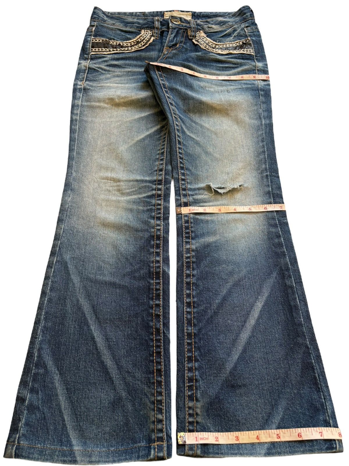 Hysteric Glamour Vintage Lolita Mud Wash Distressed Flare Jeans Size 29" - 15 Thumbnail