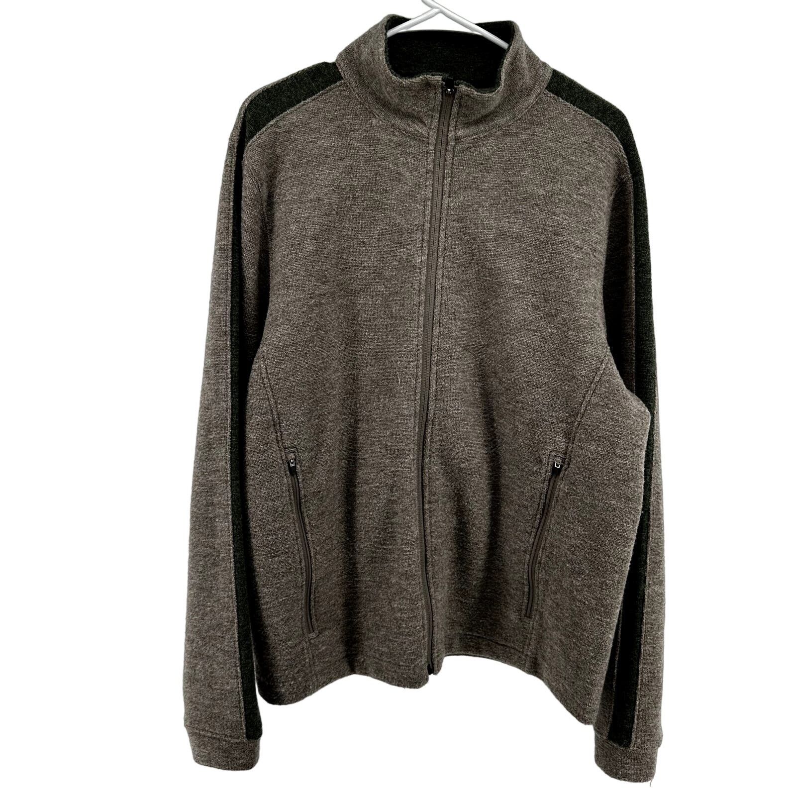 image of Ibex Full Zip Sweater Jacket Mock Neck Colorblock Brown L, Men's (Size Large)