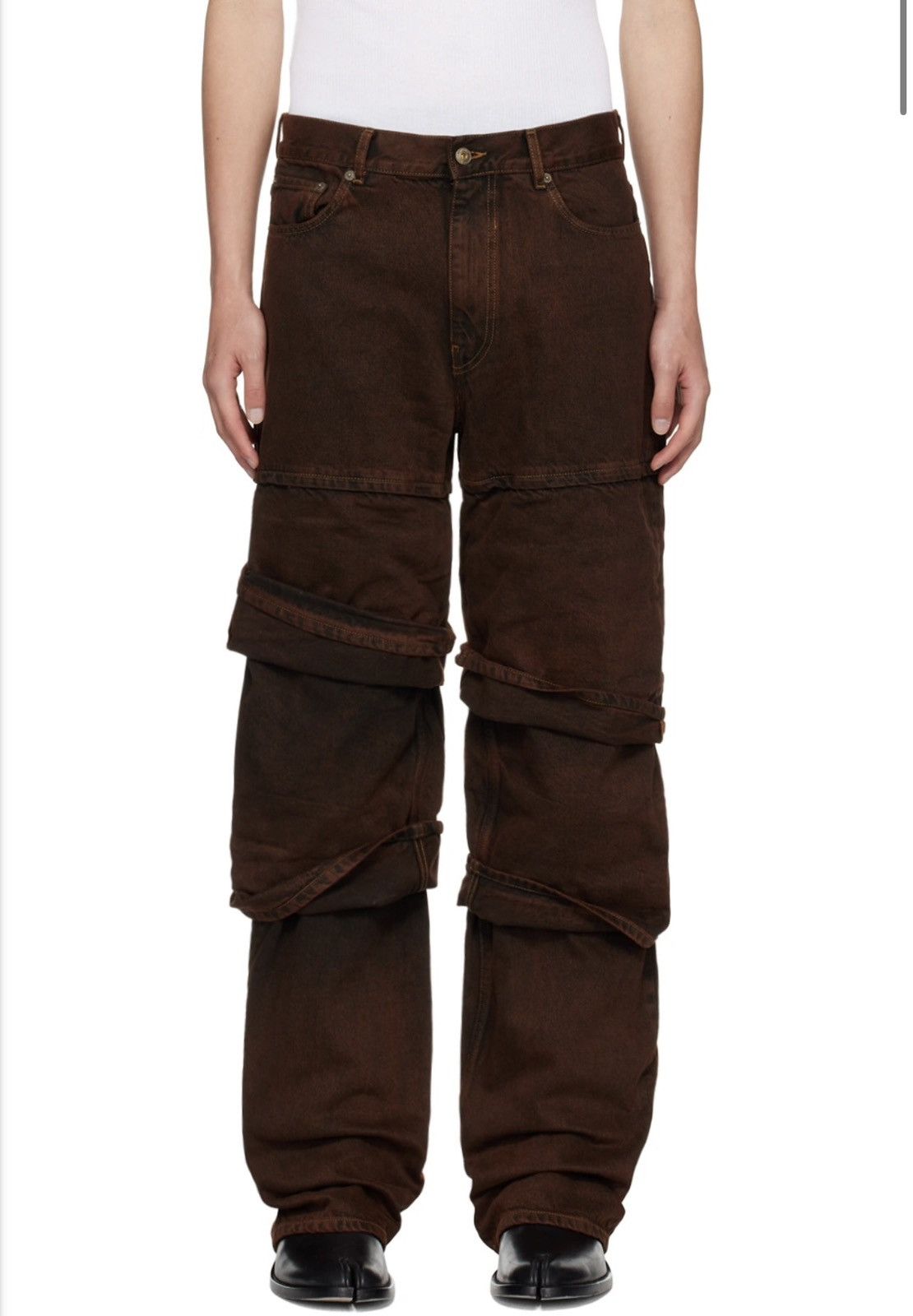 Y/Project Brown Multi Cuff Jeans