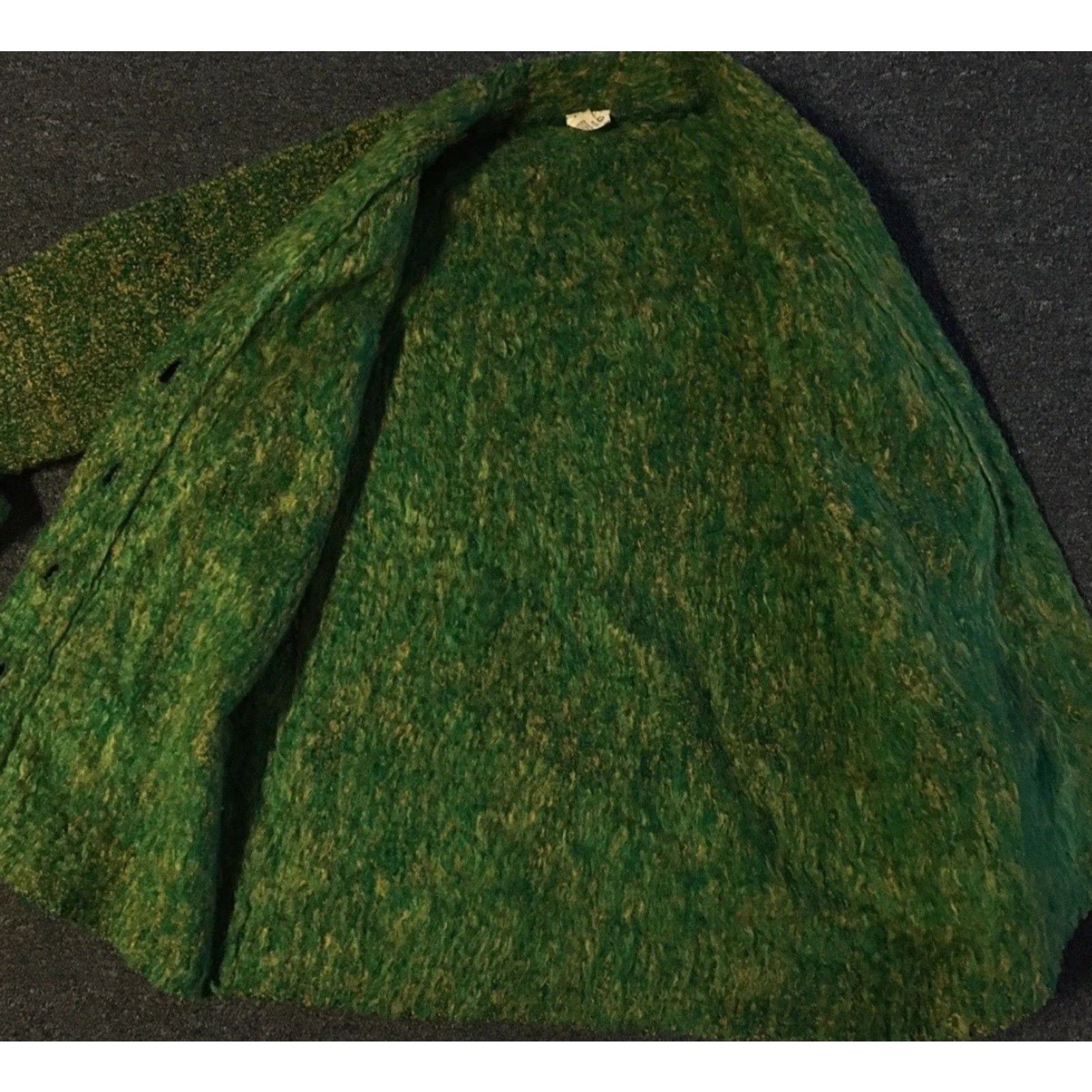 Vintage Vtg 70s Speckled Knit Cardigan Sweater M AOP Kurt Cobain Grunge Yellow Green Fuzzy 80s Size M / US 6-8 / IT 42-44 - 6 Thumbnail