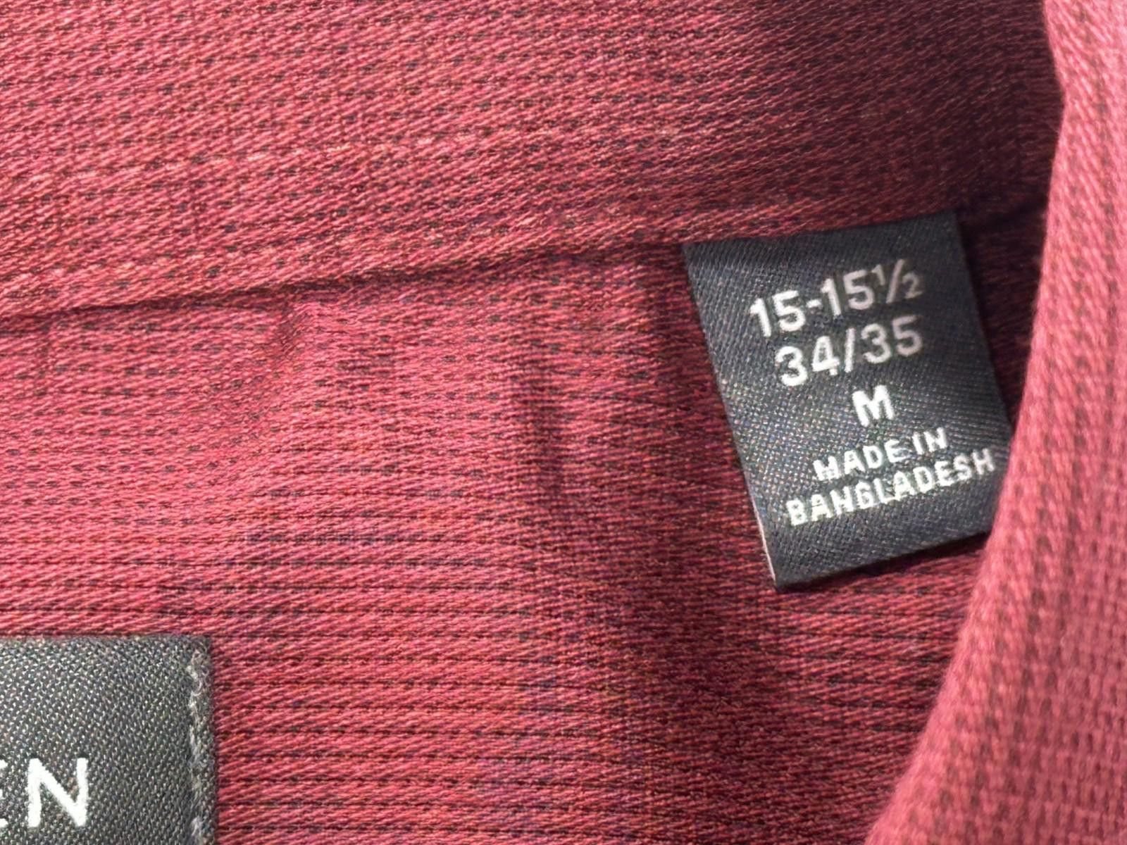 Van Heusen Van Heusen Stain Shield Slim Fit Stretch Button Up Red Men M Size US M / EU 48-50 / 2 - 8 Thumbnail